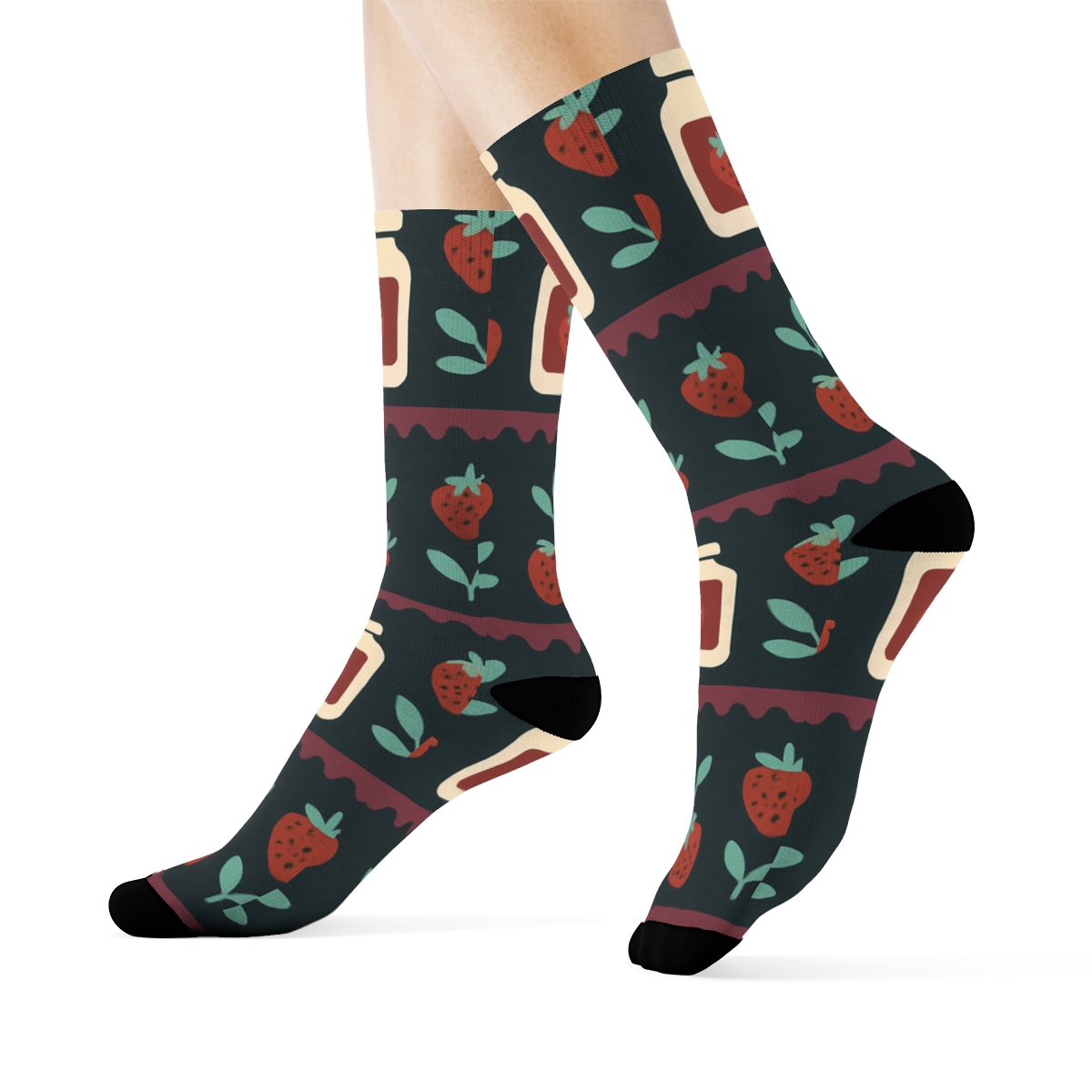 Strawberry Jam Jar Orbit Tiles premium sports crew socks