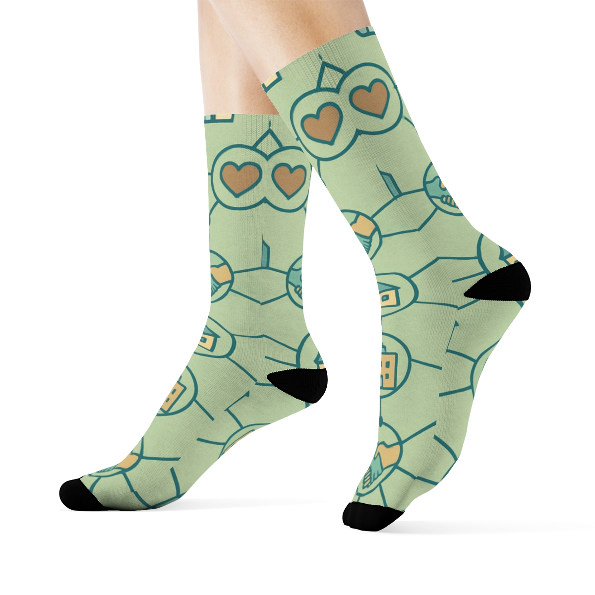 Community Mural Study With Social Worker Support Circle Tessellation custom crew socks