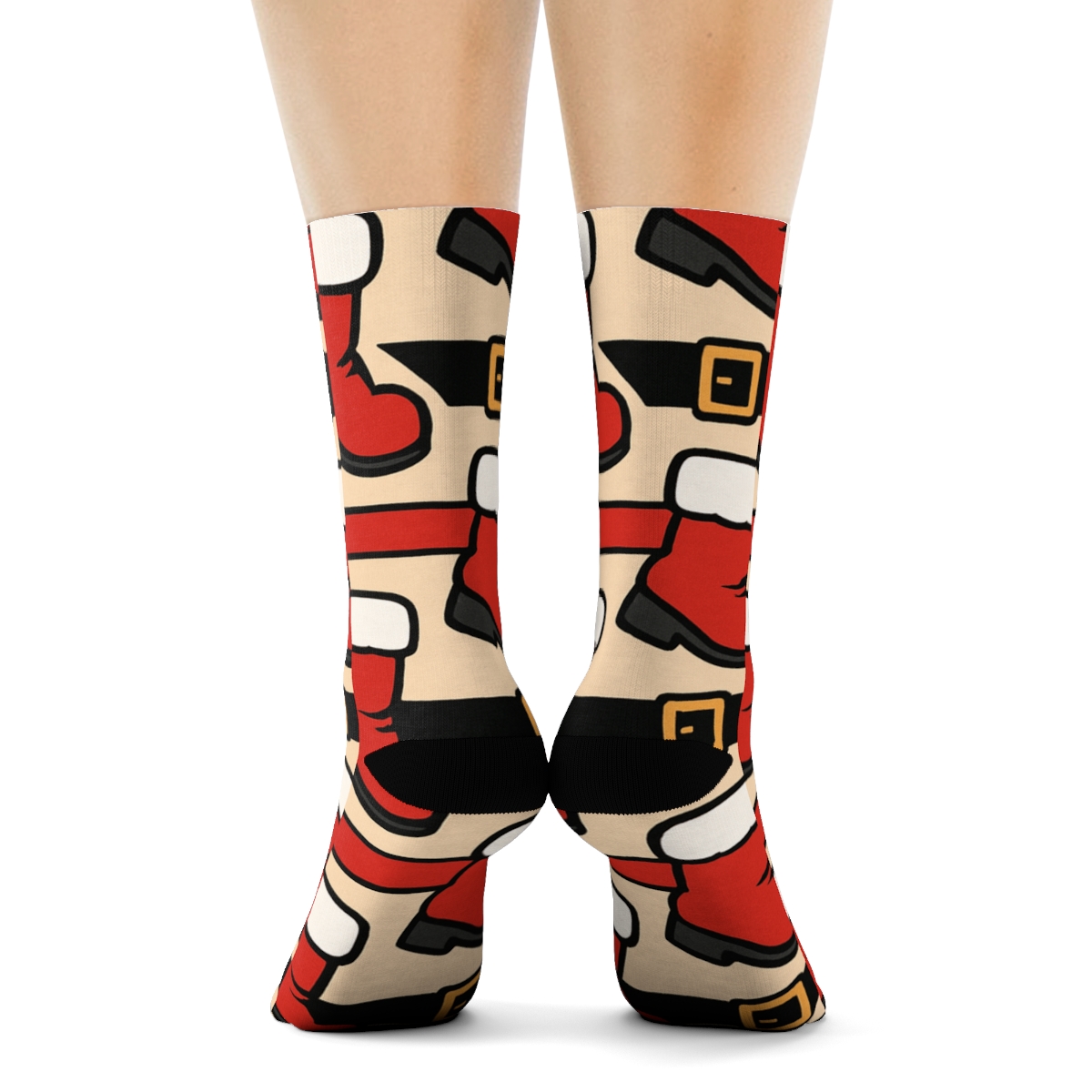 Boot And Belt Rhythm Pattern Santa Edition custom crew socks