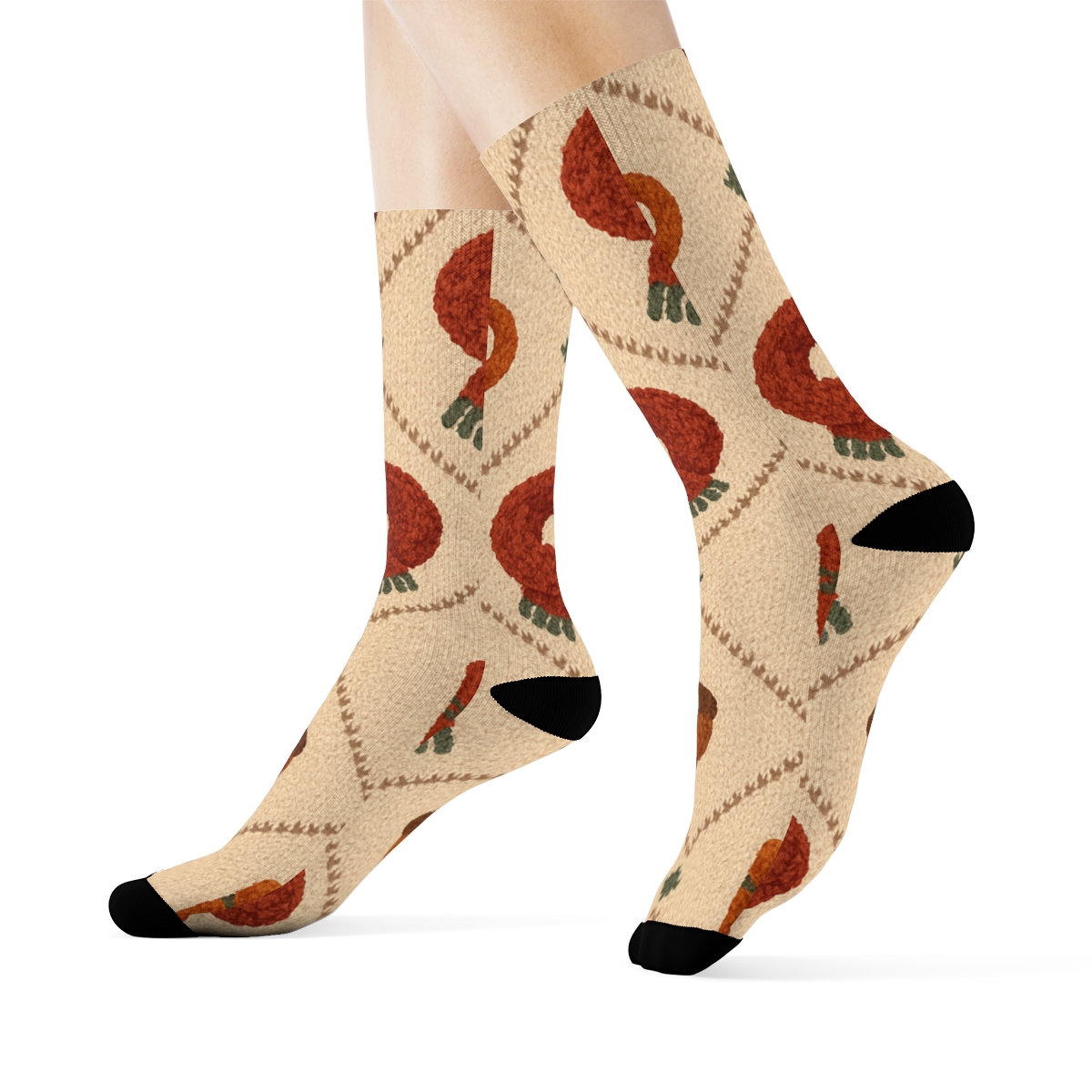 Harvest Mug And Scarf Lattice On Creamy Beige Background stylish athletic crew socks