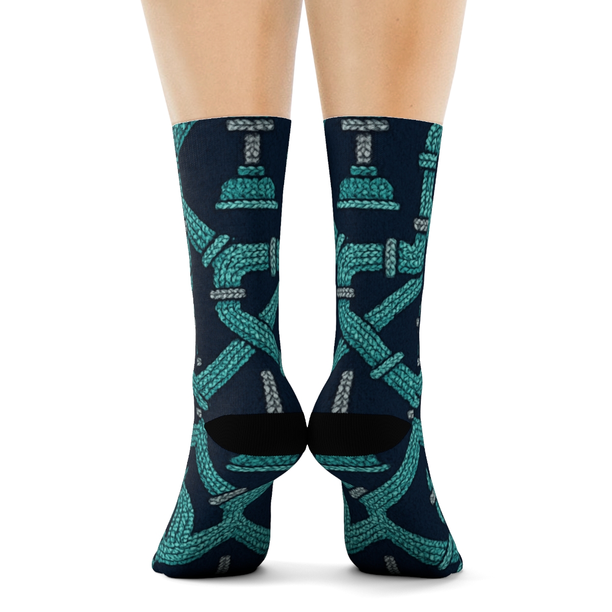 Knitted Illusion Plumber Pipe Lattice soft everyday crew socks