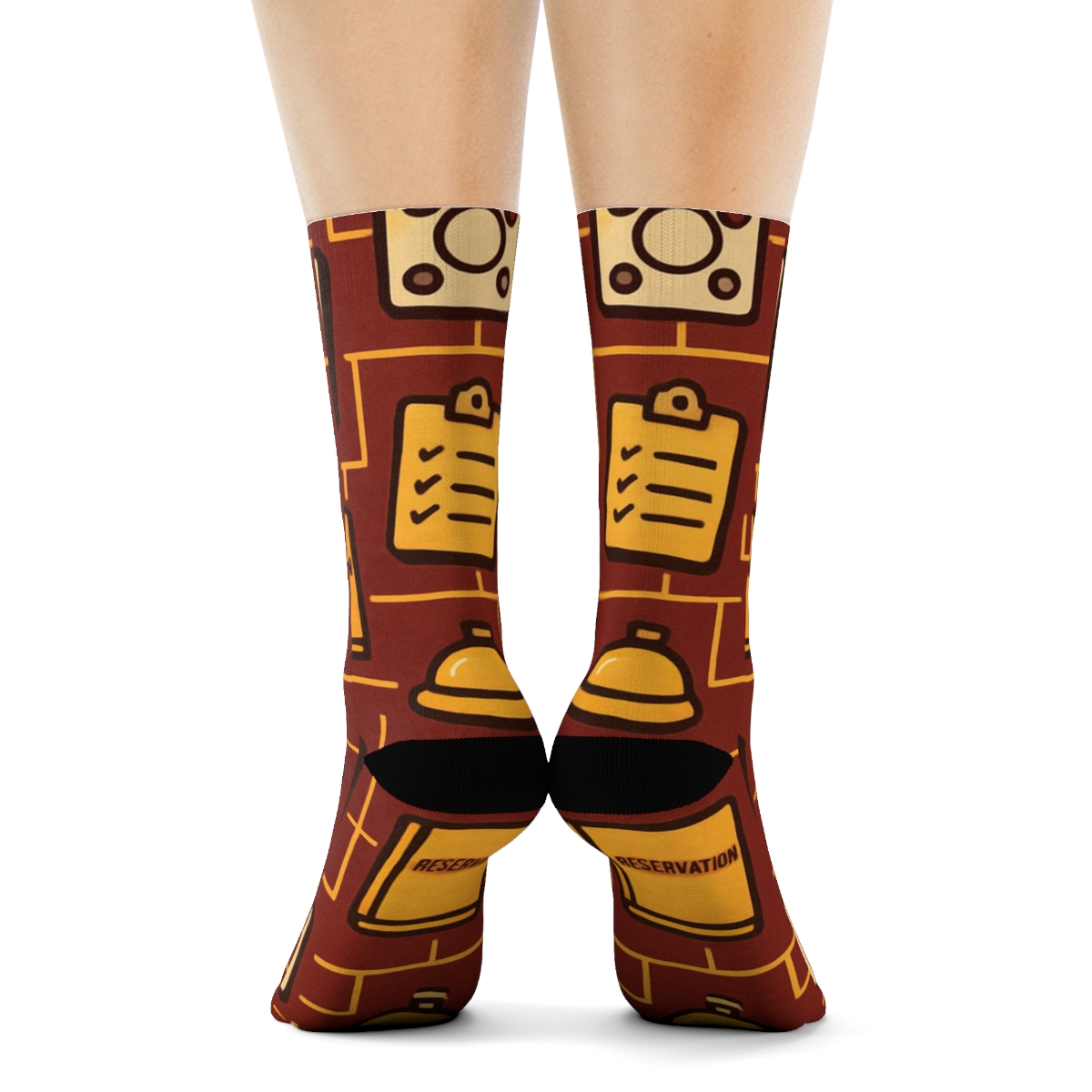 Restaurant Manager Service Icons On Golden Host Grid personalized crew socks