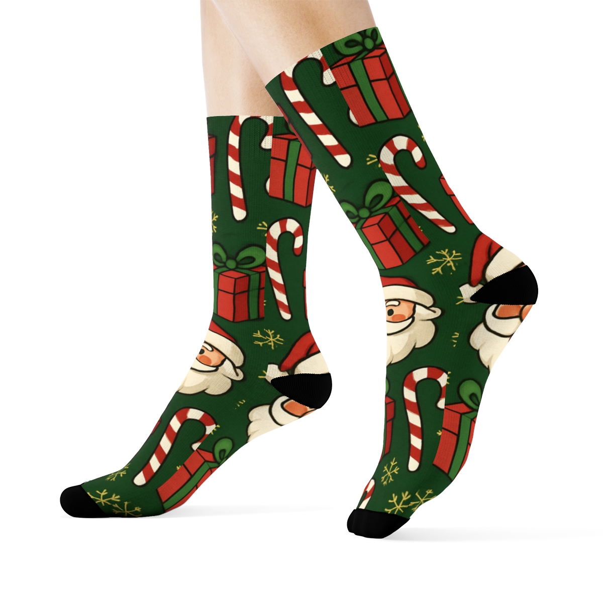 Santa Claus North Pole Gift Grid premium sports crew socks
