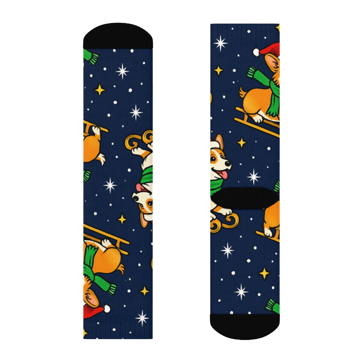 Festive Corgi Sleigh Parade personalized crew socks
