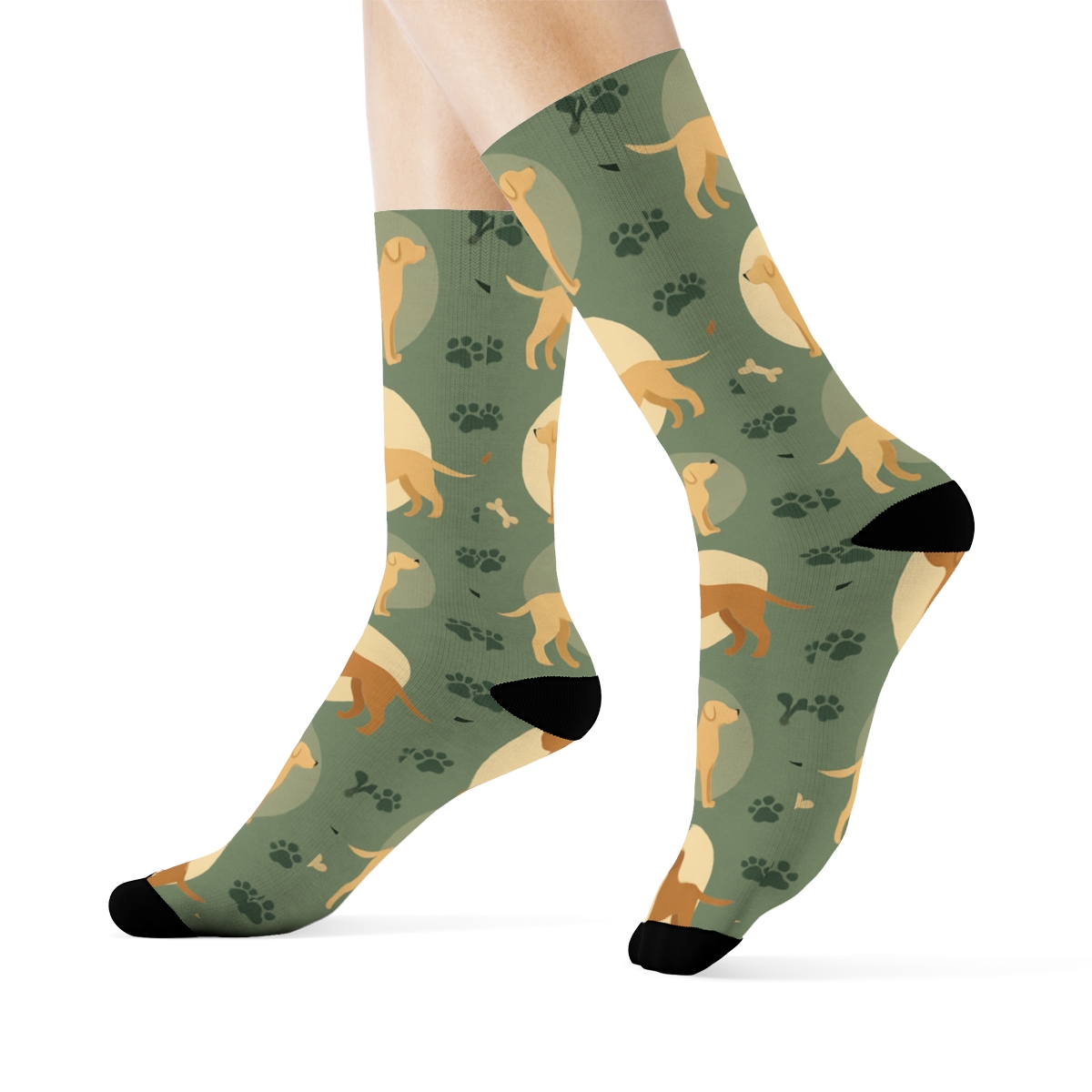 Starfield Pattern With Labrador Retriever Moonlit Silhouettes stylish athletic crew socks