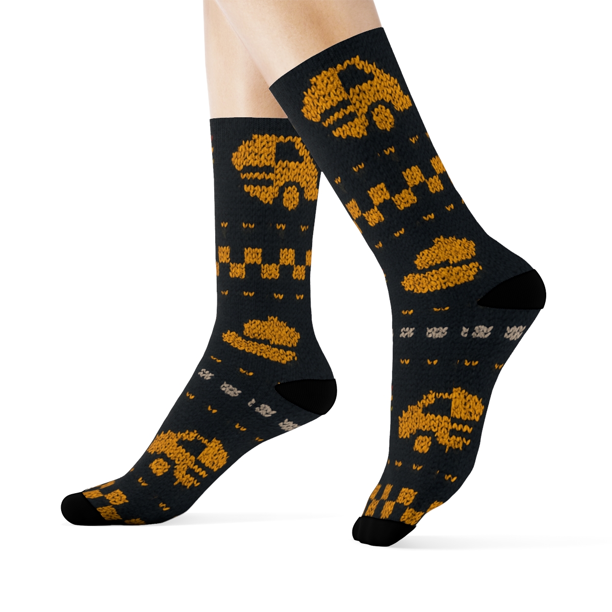 Taxi Driver Knit Illusion Road Stripe Bands unique graphic crew socks