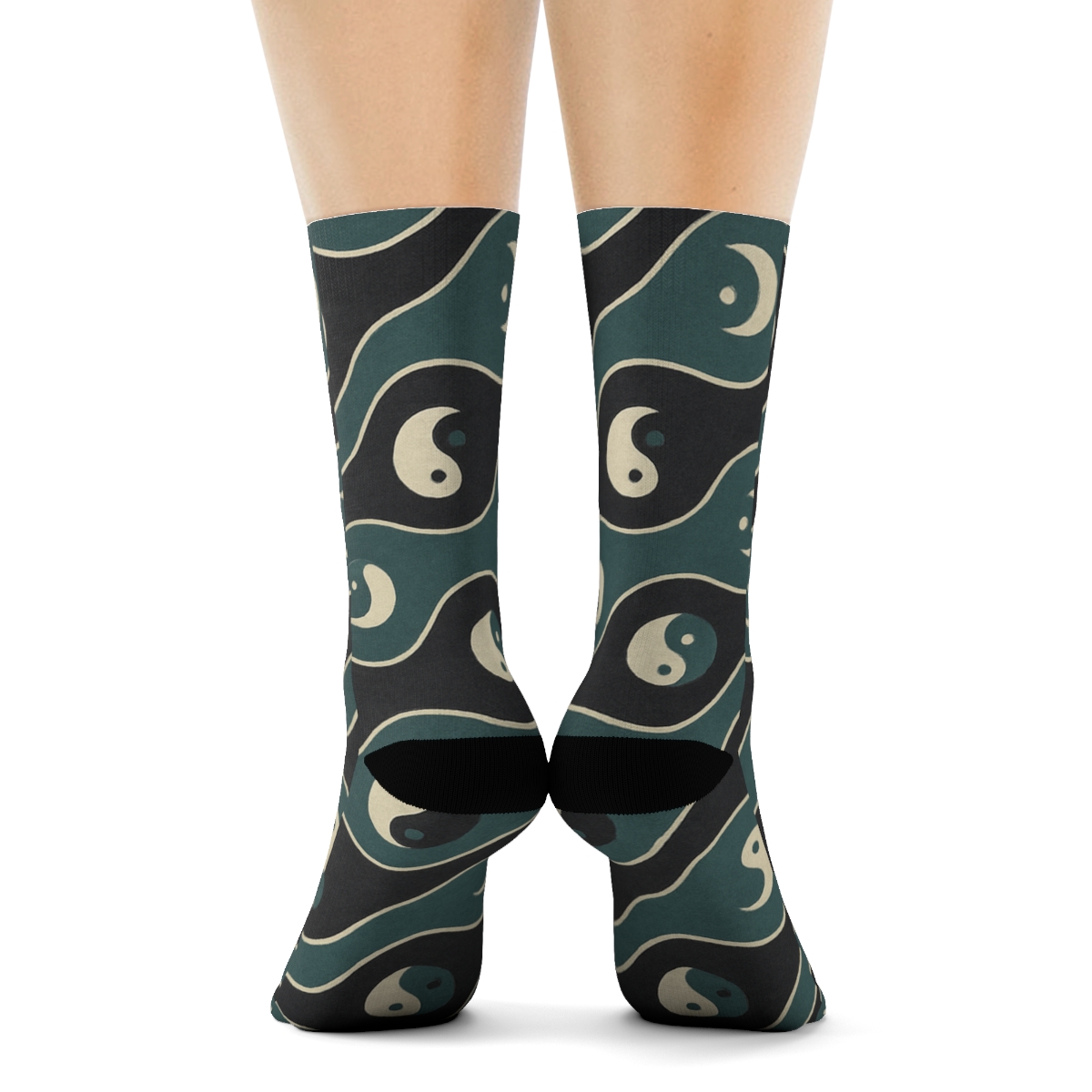 Wave Banding Yin Yang Chevron trendy patterned crew socks