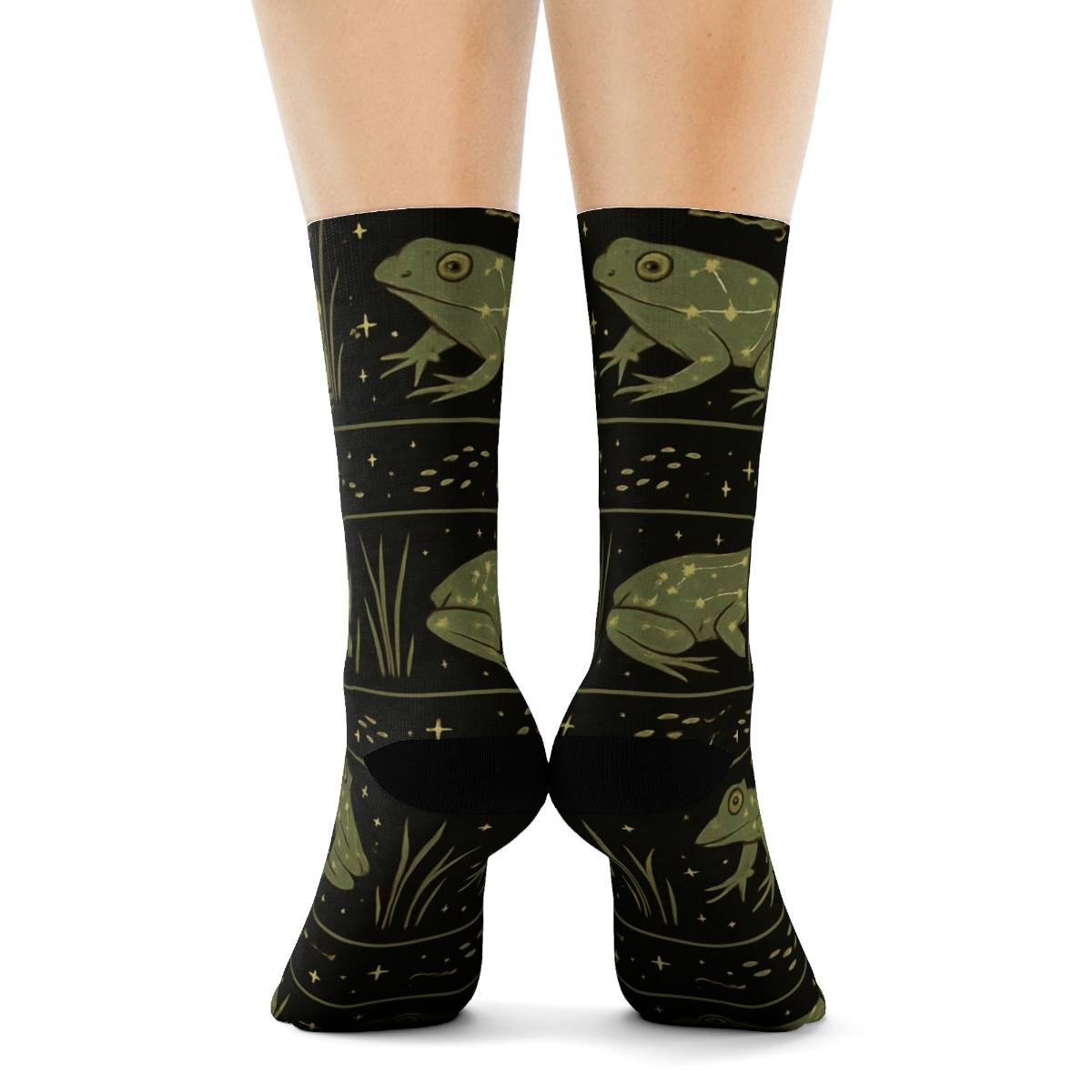 Starlit Frog Constellation Band Pattern unique graphic crew socks