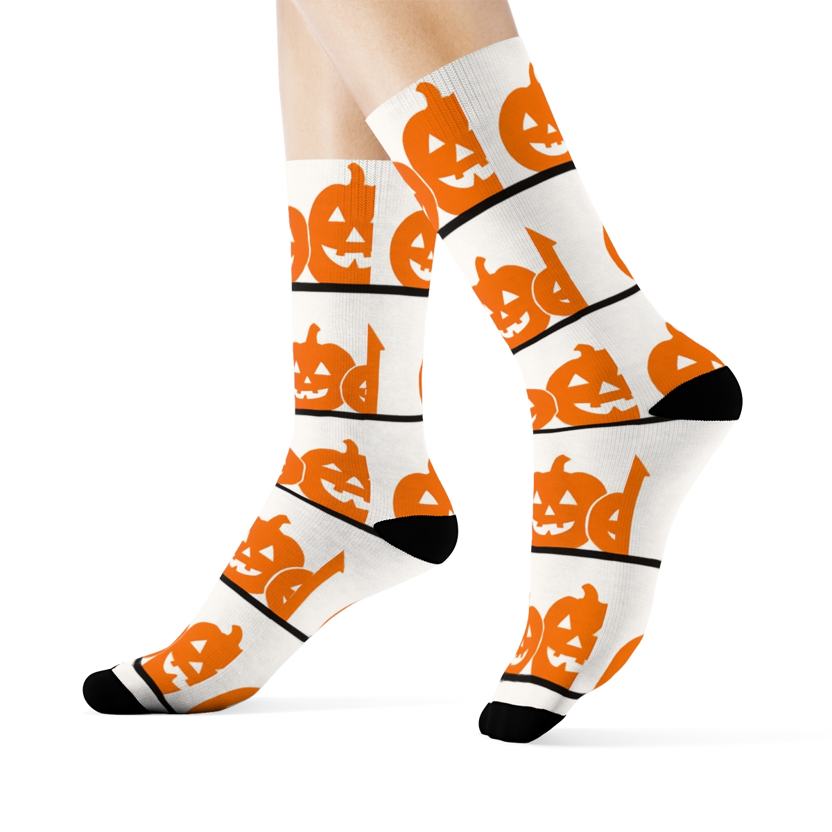 Haunted House Silhouette Stripe On White Background trendy patterned crew socks