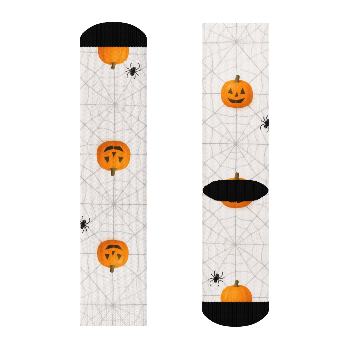 Spider Web Pumpkin Mesh On White Background stylish athletic crew socks