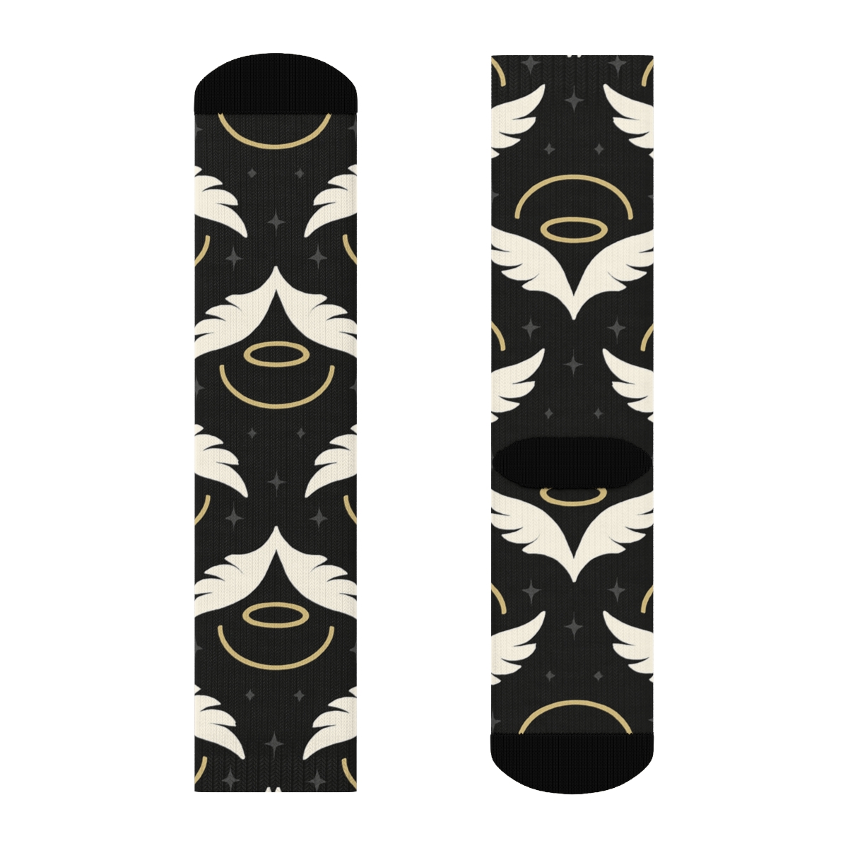 Midnight Halo Arc With Angel Wings premium sports crew socks