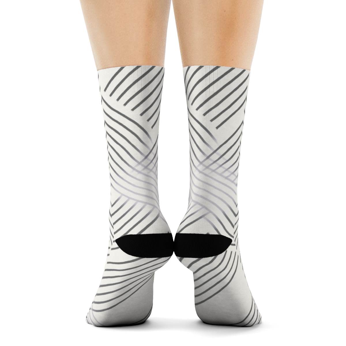 Moire Stripe Calm Overlay comfortable cotton crew socks