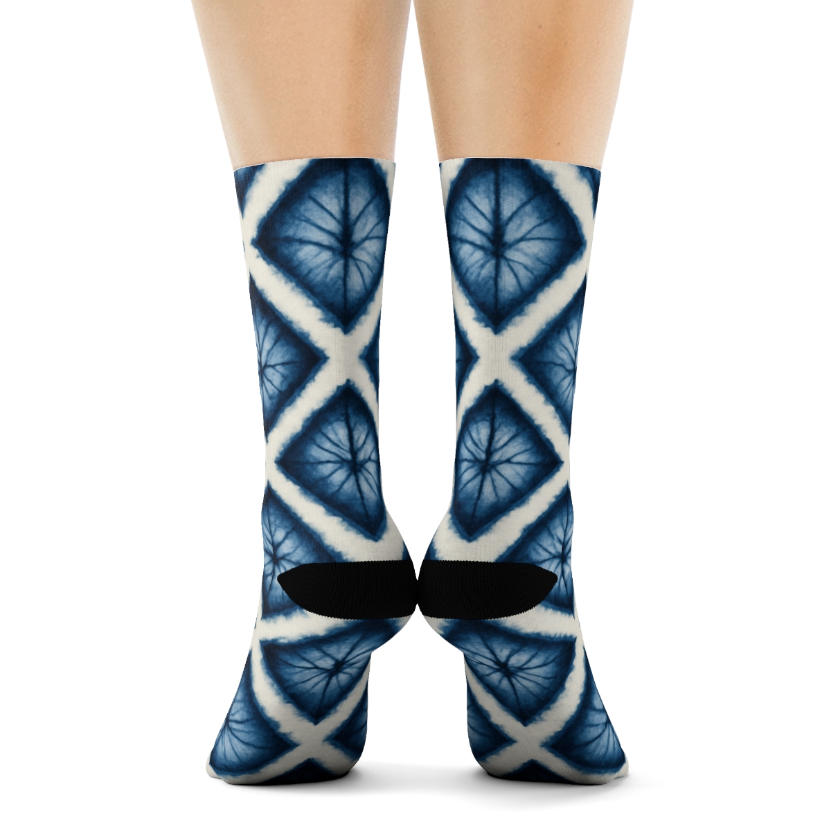 Indigo Shibori Diamond Corridor custom crew socks
