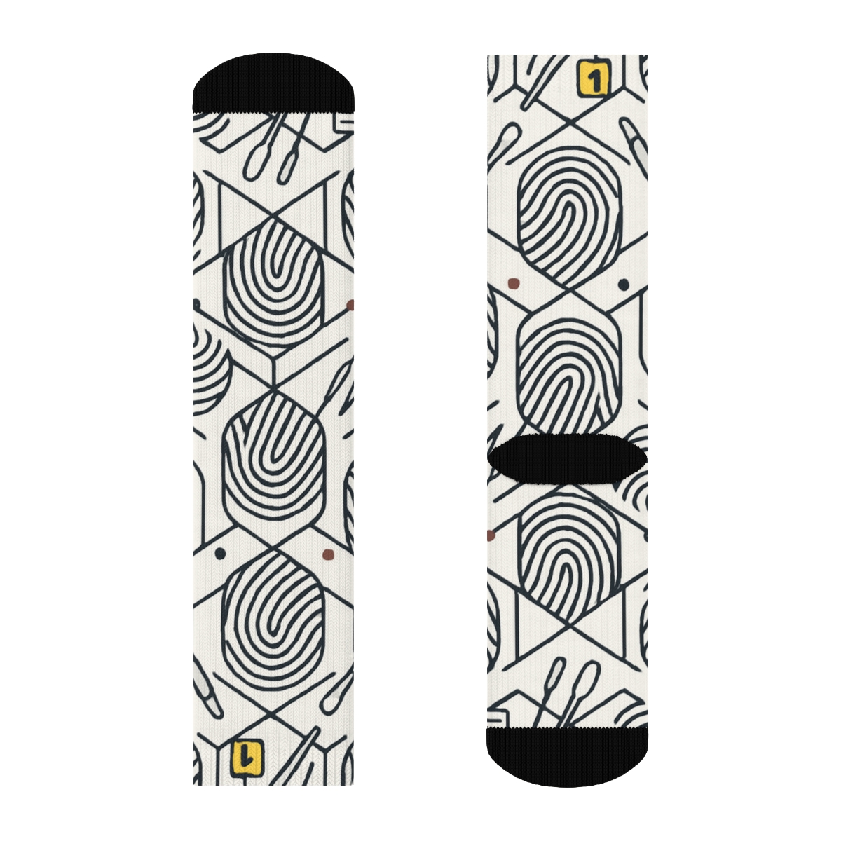 Fingerprint Lattice With Crime Scene Investigator Details designer printed crew socks