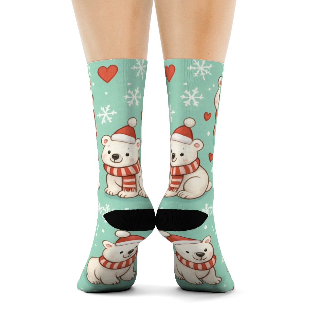 Polar Bears In Xmas Scarves Scatter personalized crew socks