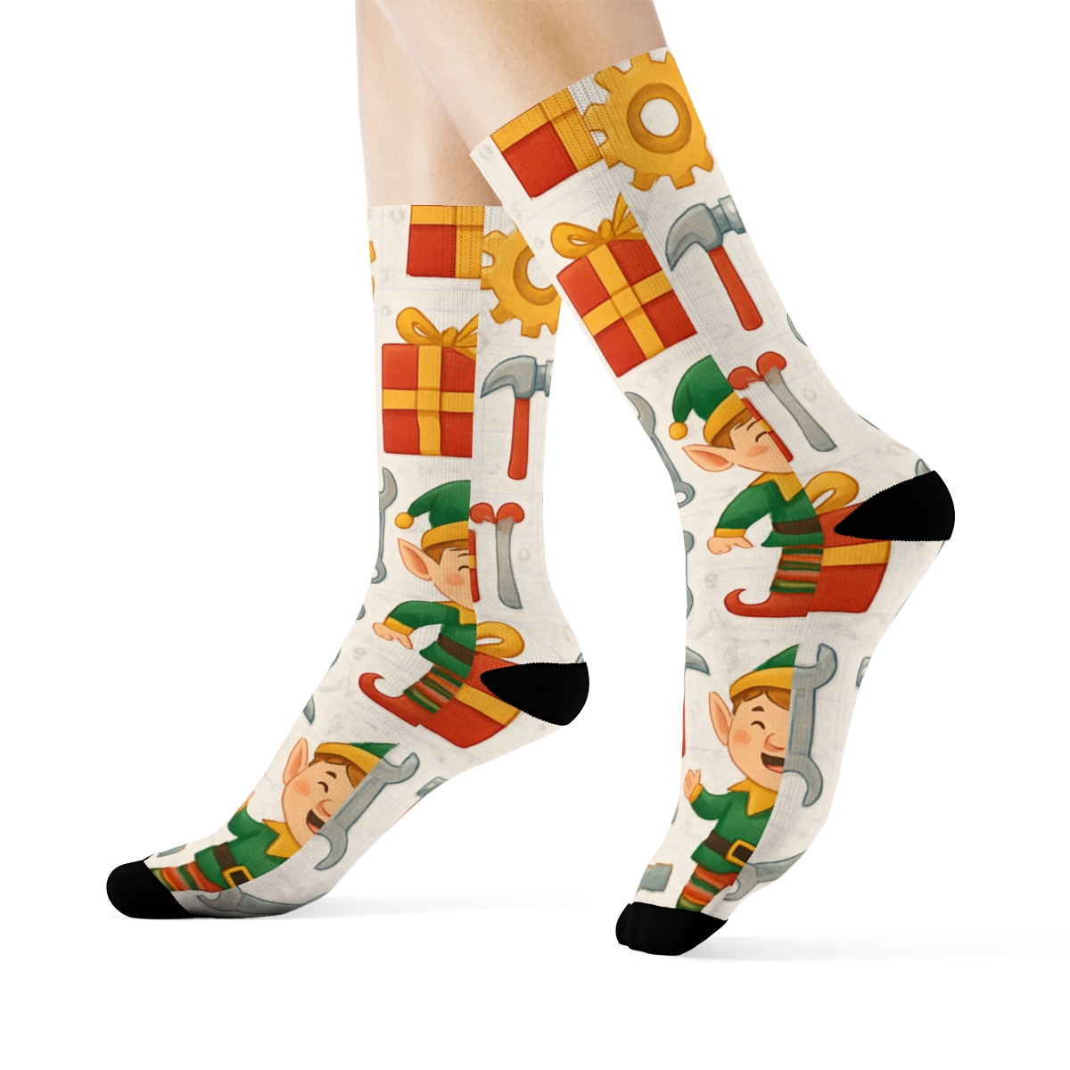 Xmas Elf Workshop Gear Grid soft everyday crew socks