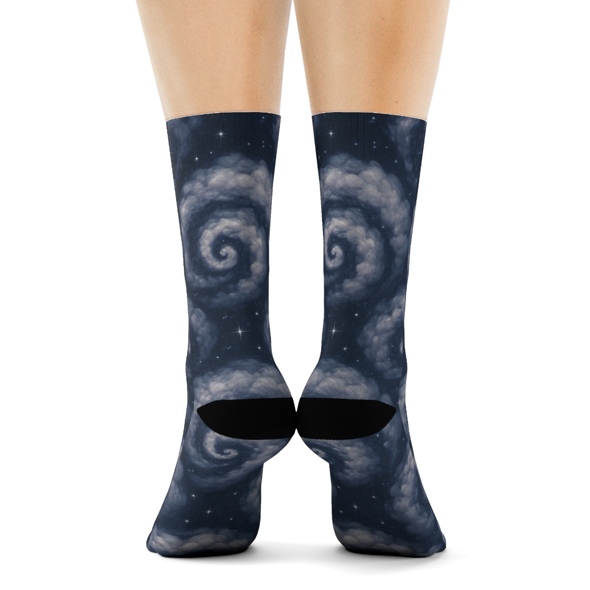 Twilight Spiral With Silver Clouds Motif soft everyday crew socks