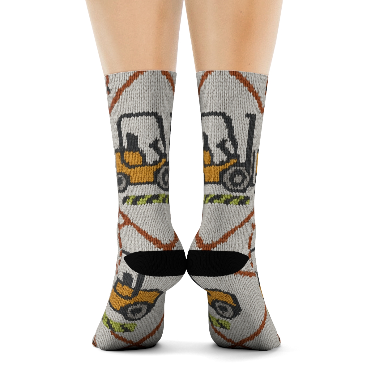 Forklift Operator Knitwork Pallet Lattice custom crew socks