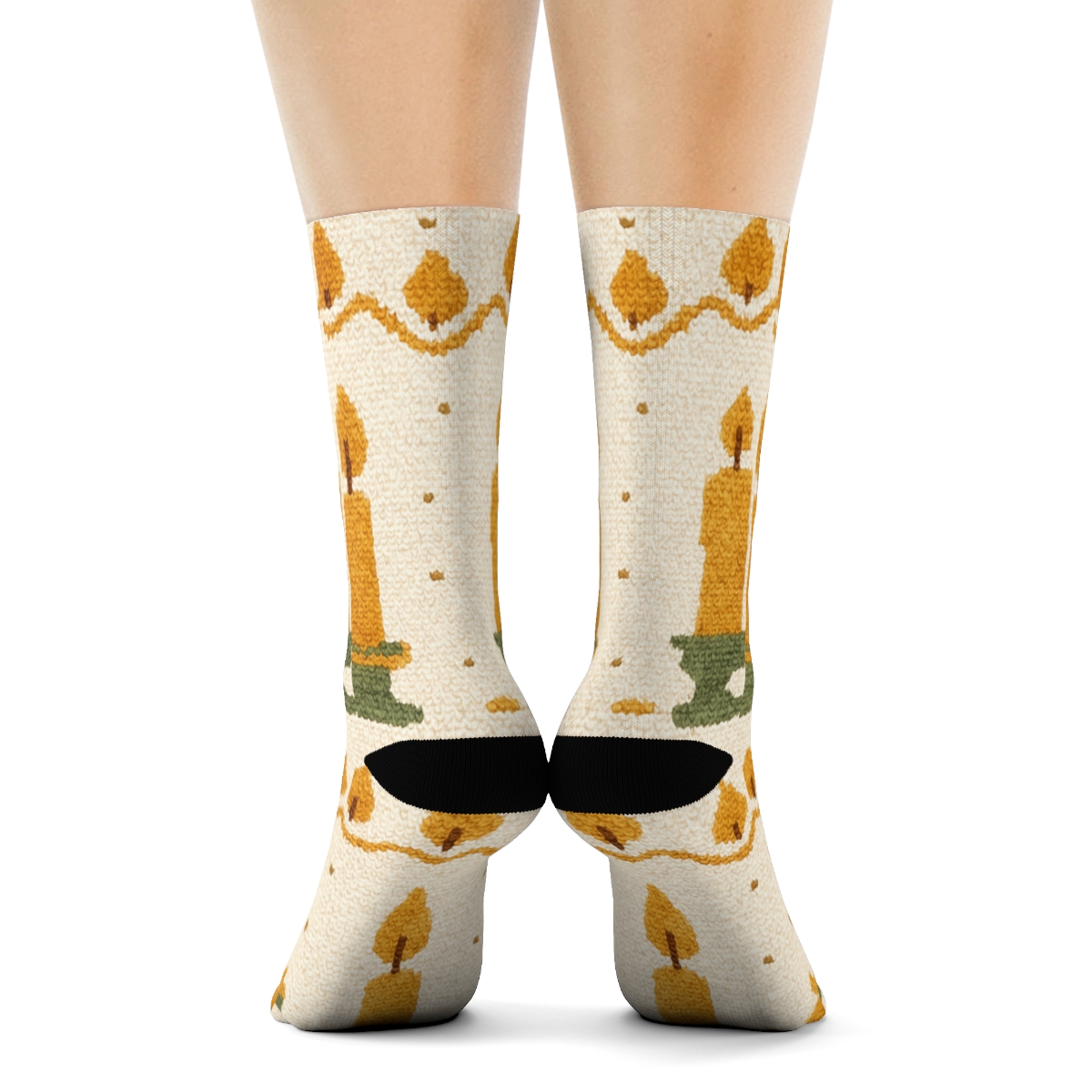 Knitted Wax Drip Candle Garland premium sports crew socks