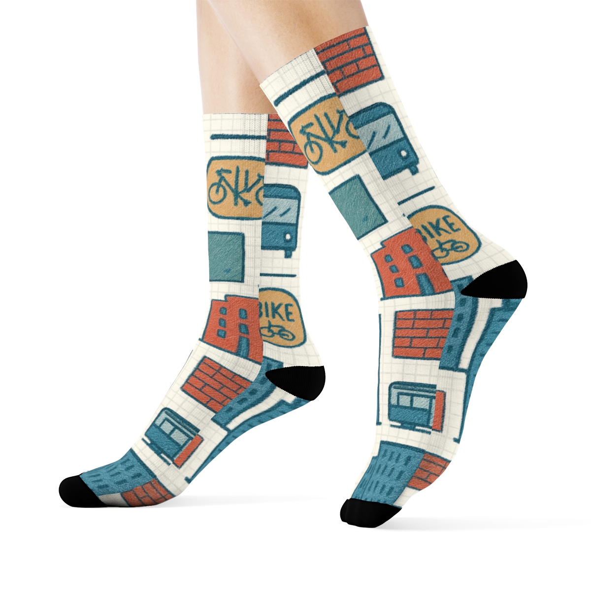 City Blocks With Urban Planner Transit Icons Lattice comfortable cotton crew socks