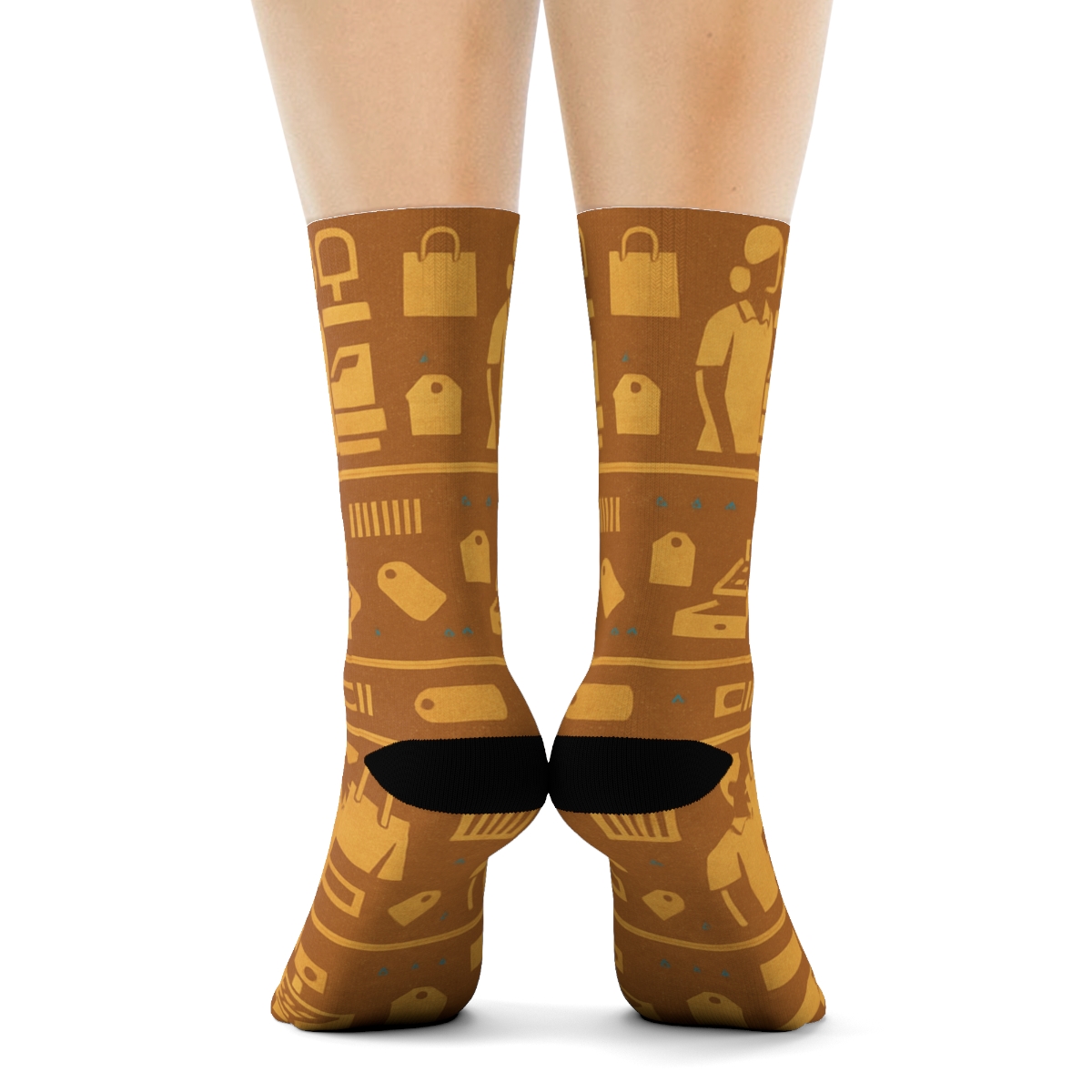 Vintage Retail Poster Look Cashier Checkout Bands custom crew socks