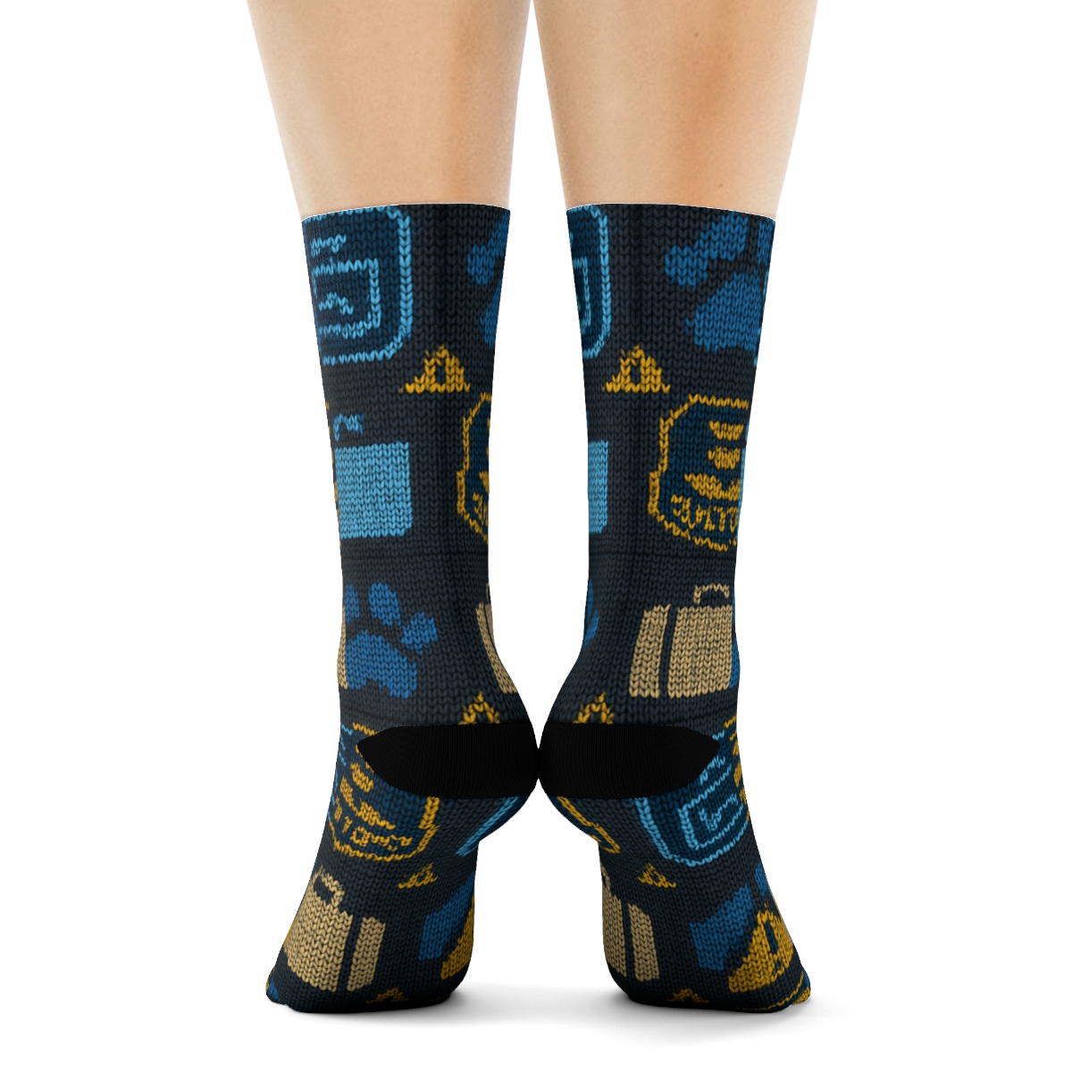 Customs Officer Badge Grid On Charcoal Field soft everyday crew socks