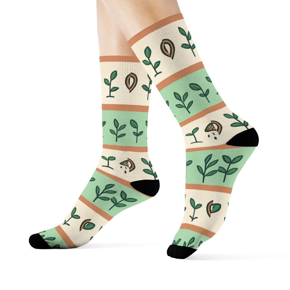 Watering Can Trellis Bands, Gardener Edition designer printed crew socks
