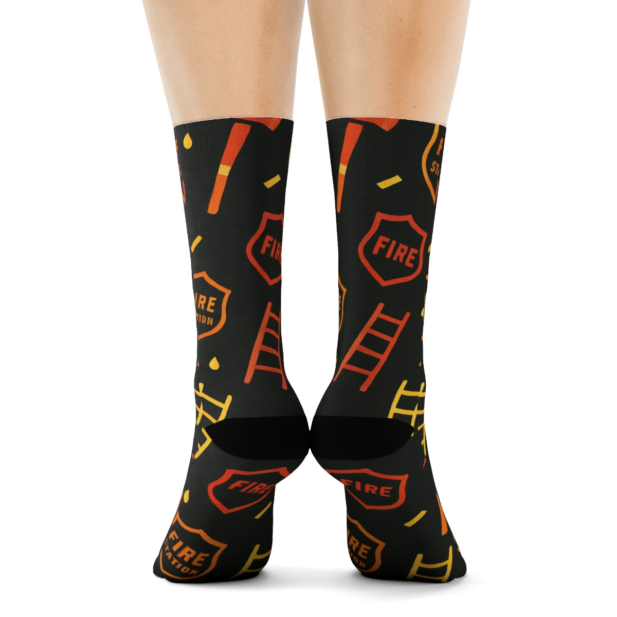 Fire Fighter Ember Ladder Grid Pattern trendy patterned crew socks