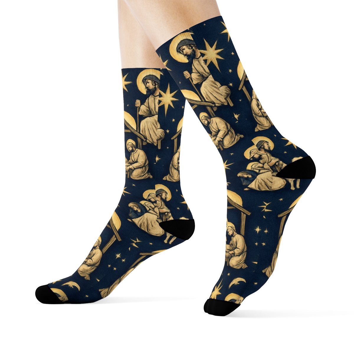 Star Of Bethlehem Tessellation Featuring Baby Jesus personalized crew socks