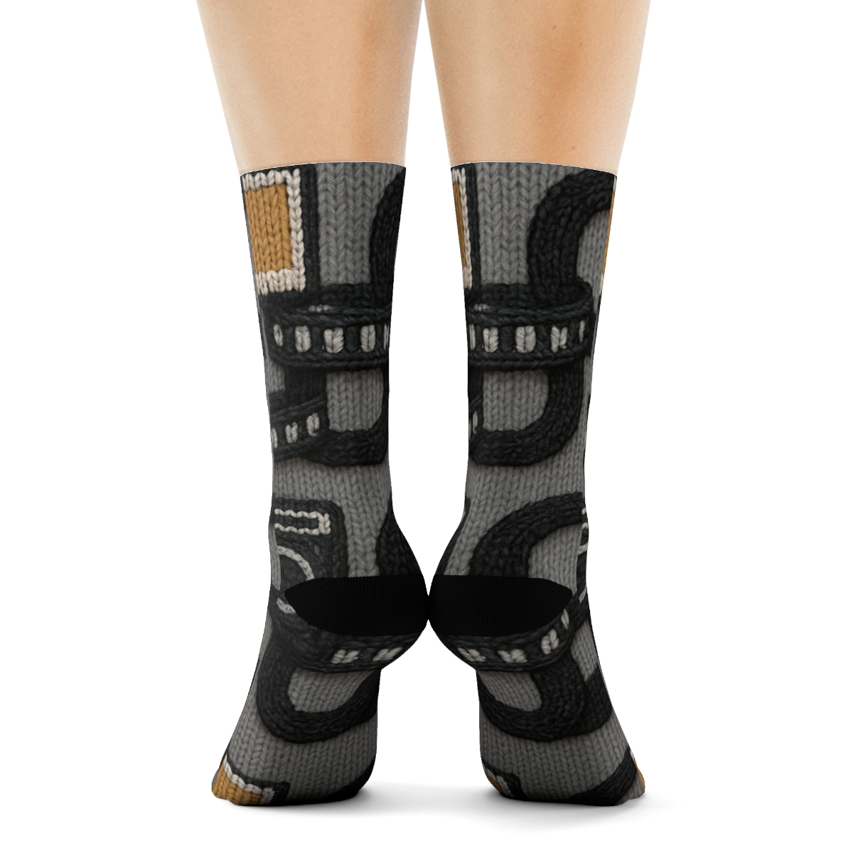 Knitted Photographer Film Loop Tessellation unique graphic crew socks