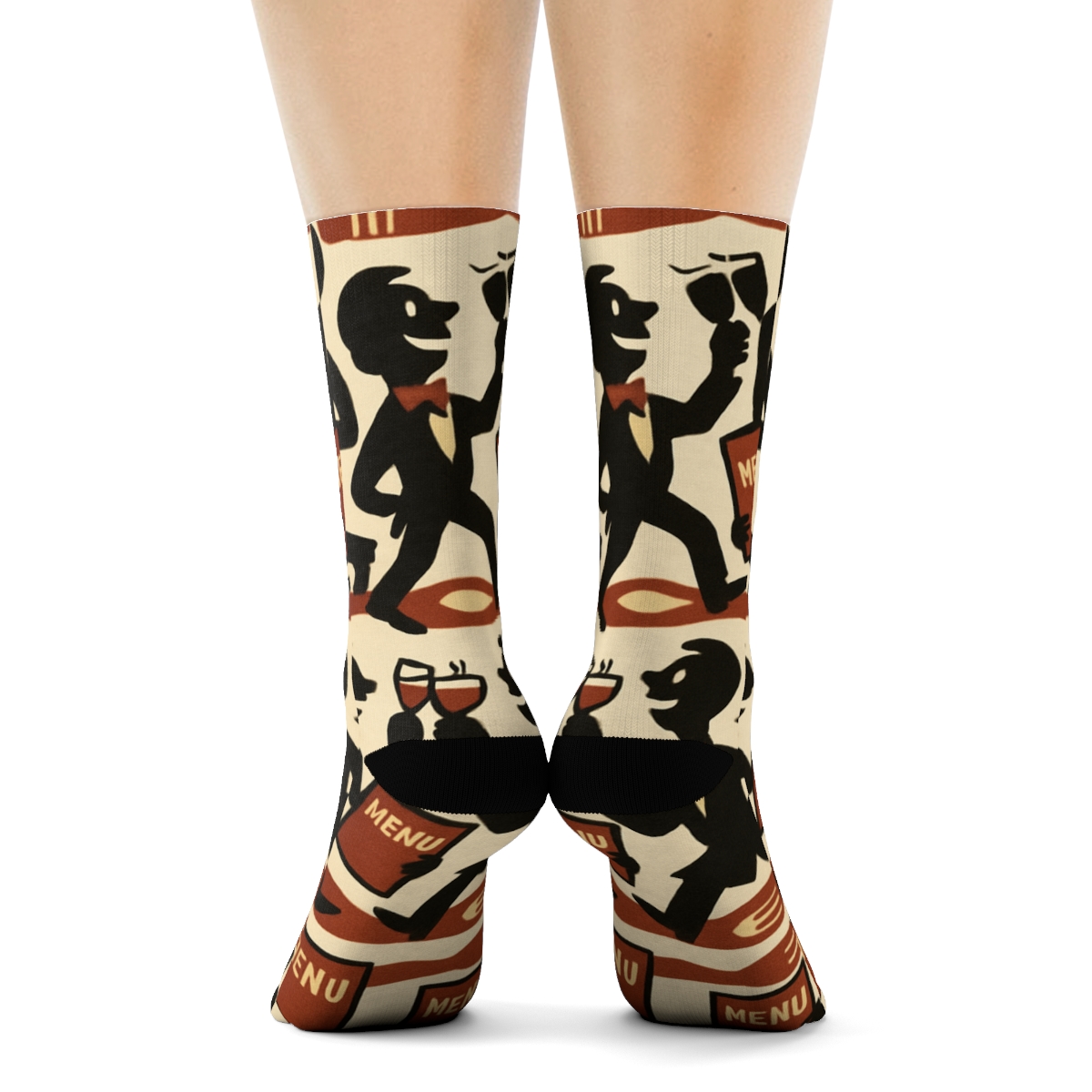 Crimson Service Grid With Waiter Silhouette Rhythm premium sports crew socks