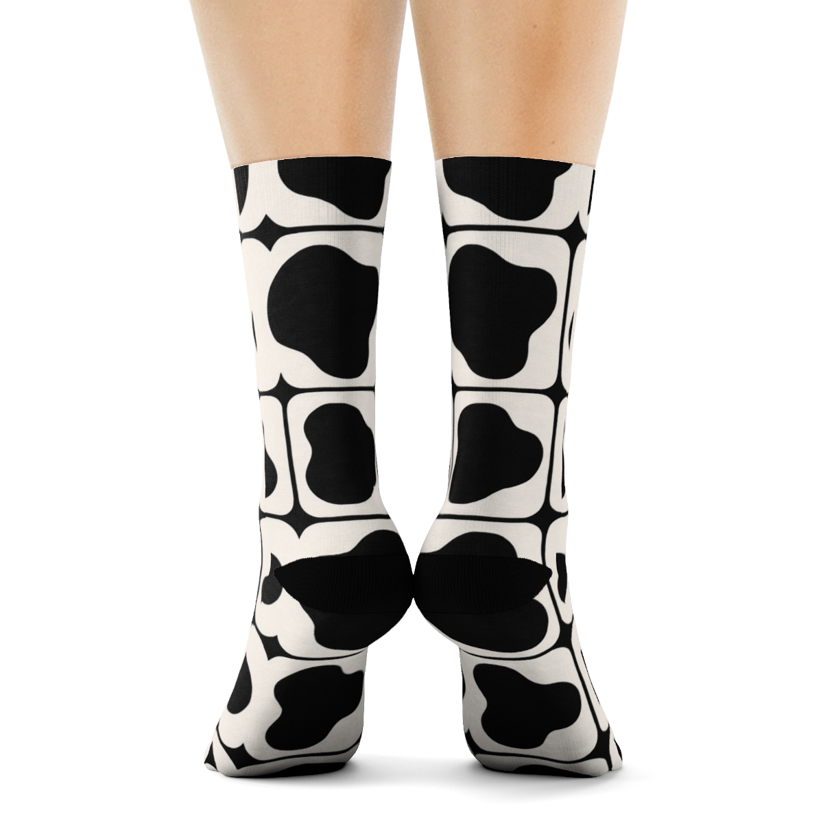 Monochrome Spot Grid custom crew socks