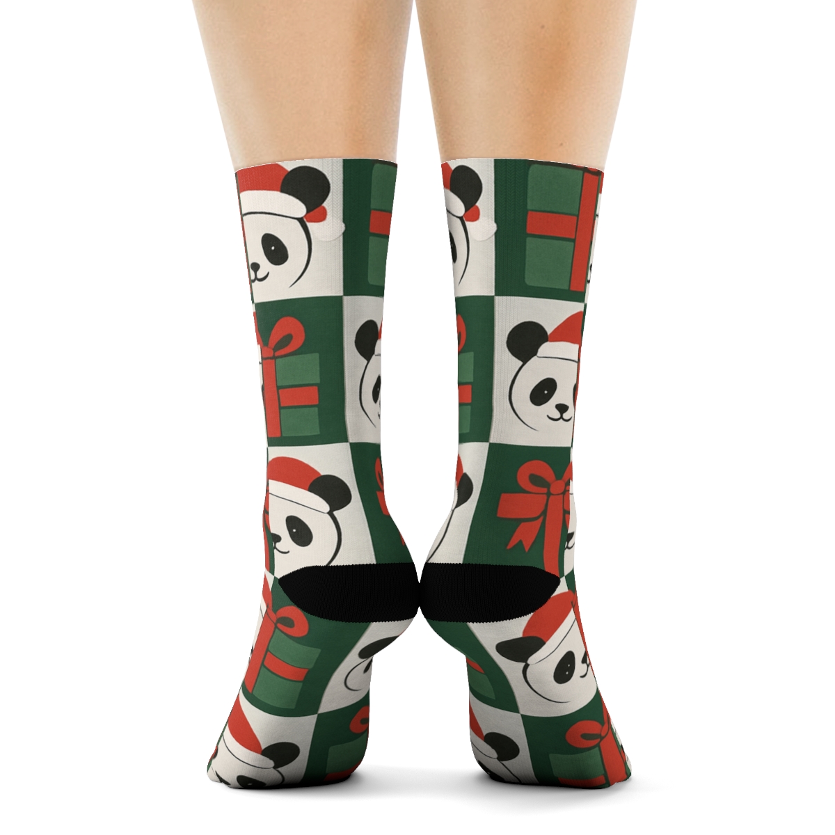 Panda Gift Box Checkerboard soft everyday crew socks