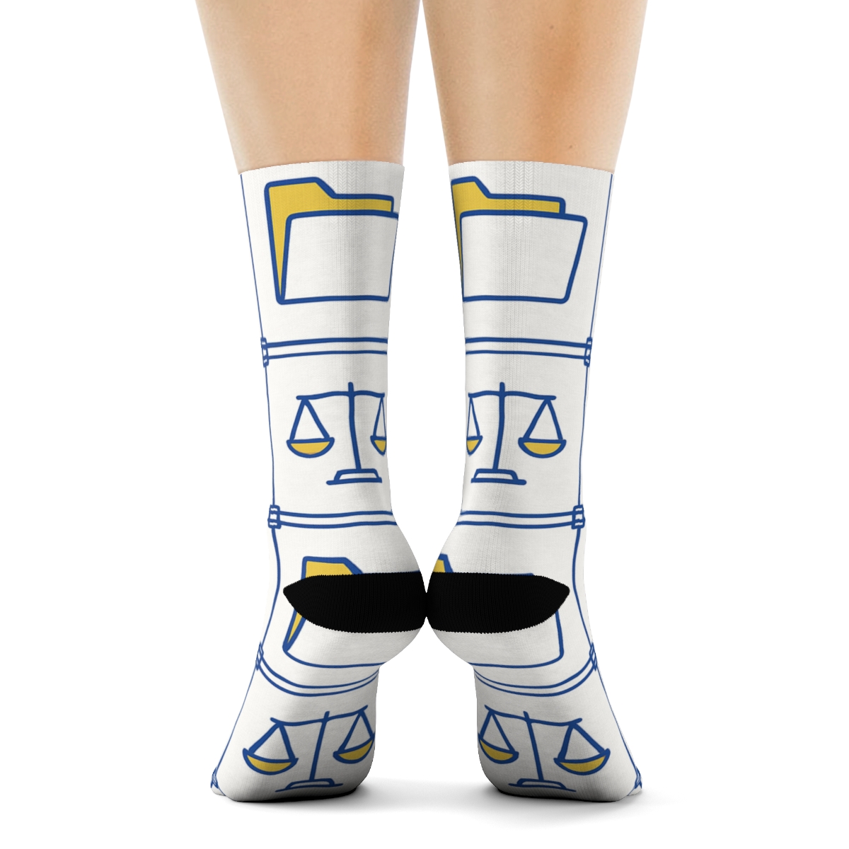 Scales Of Justice Grid With Lawyer custom crew socks