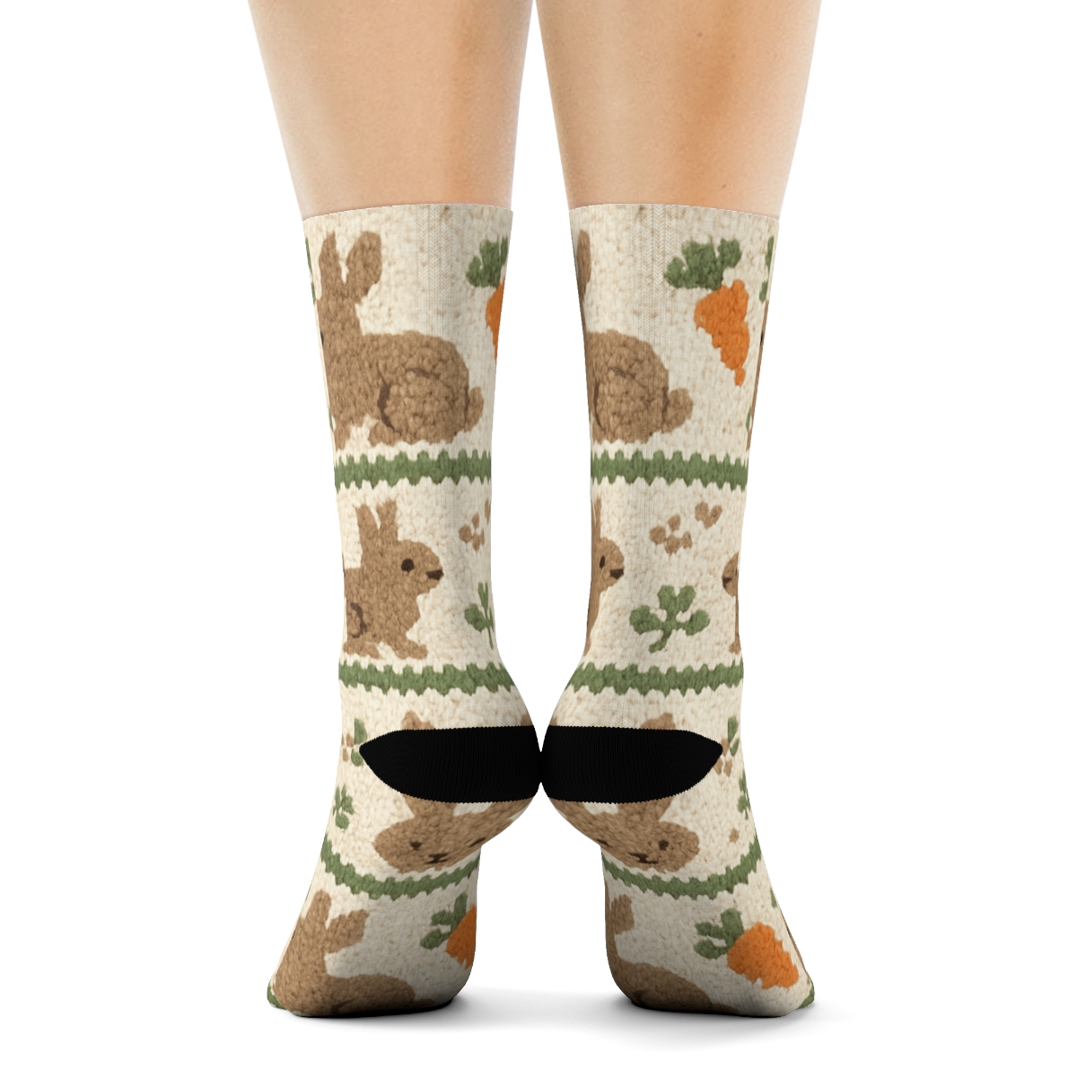 Knitted Meadow Repeat, Rabbit Edition custom crew socks