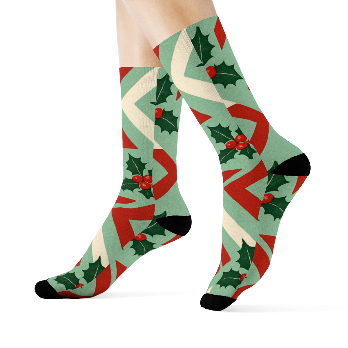 Candy Cane Chevron Christmas premium sports crew socks