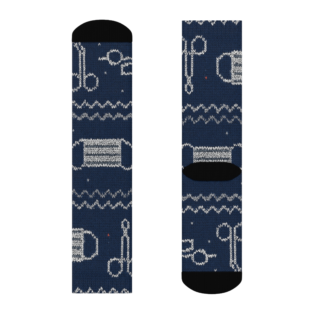 Knitted Surgeon Tool Fair Isle custom crew socks
