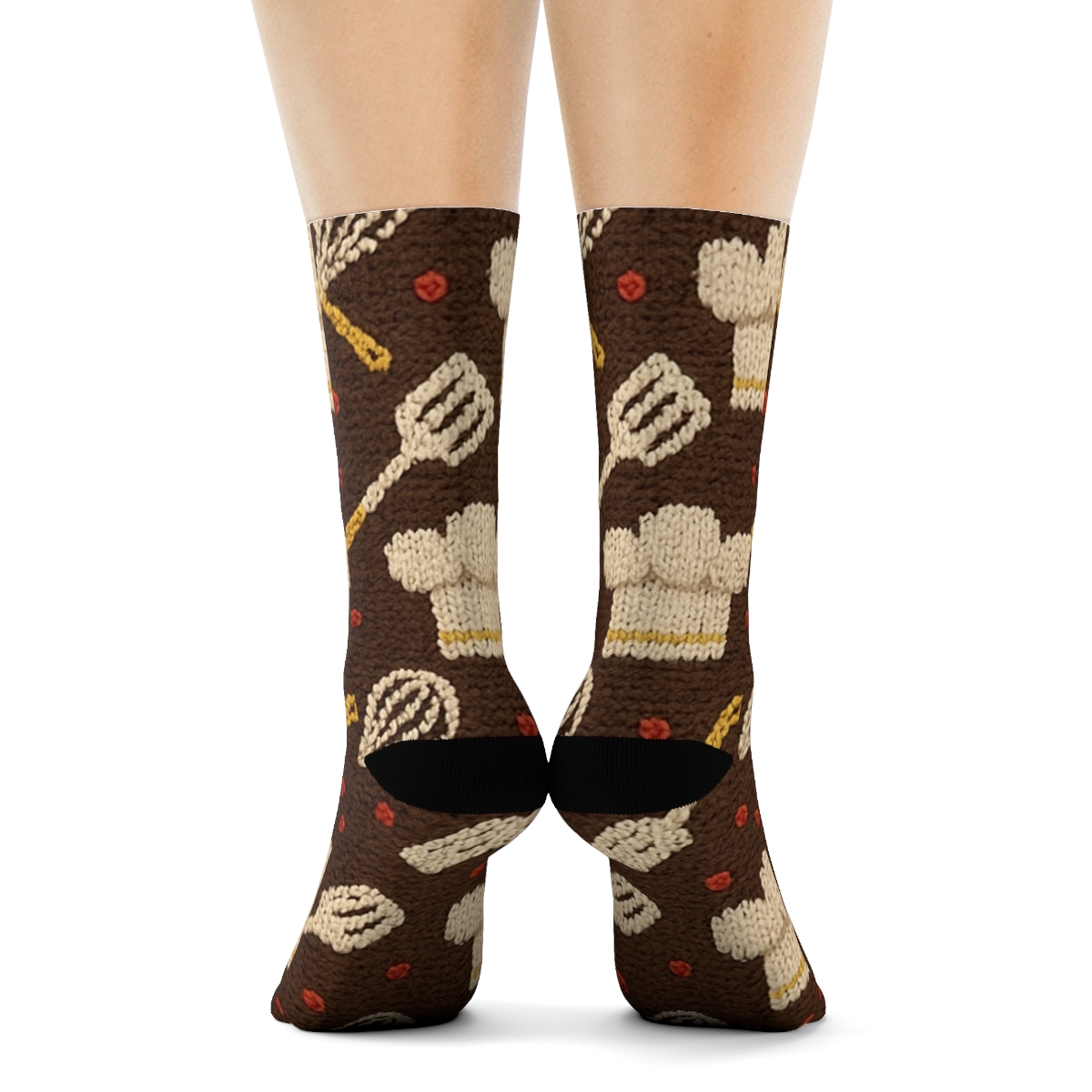 Knitted Illusion Chef Hat Lattice unique graphic crew socks