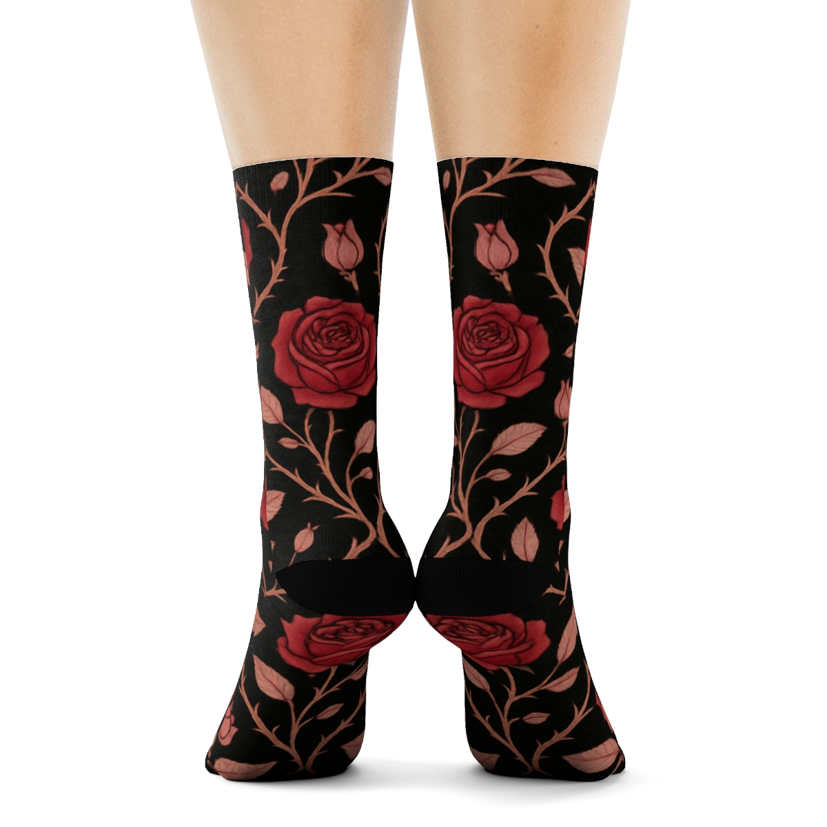 Rose Lattice On Midnight Field unique graphic crew socks