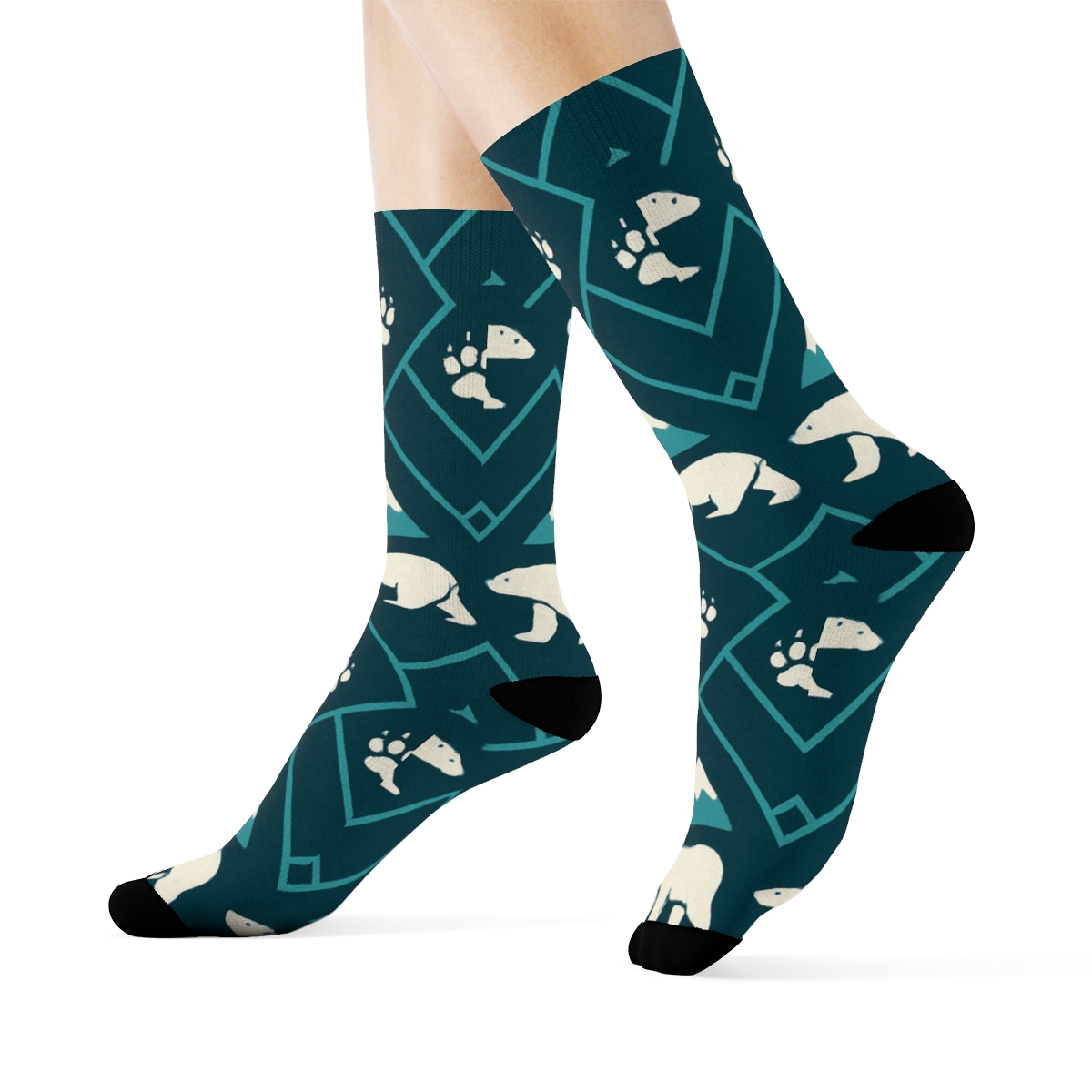 Iceberg Lattice With Polar Bear Silhouettes stylish athletic crew socks
