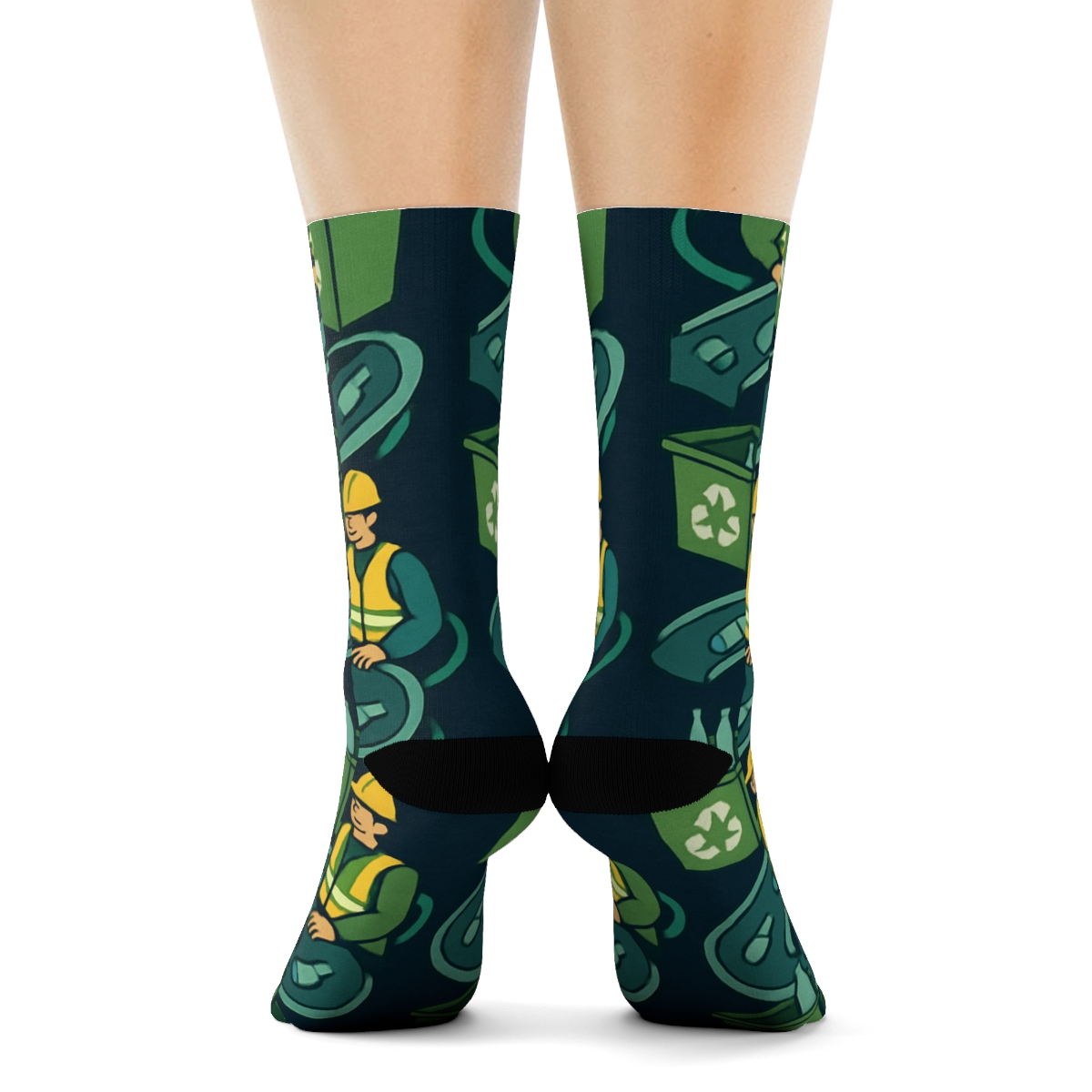 Starlit Shift Grid For Recycling Plant Worker Teams unique graphic crew socks