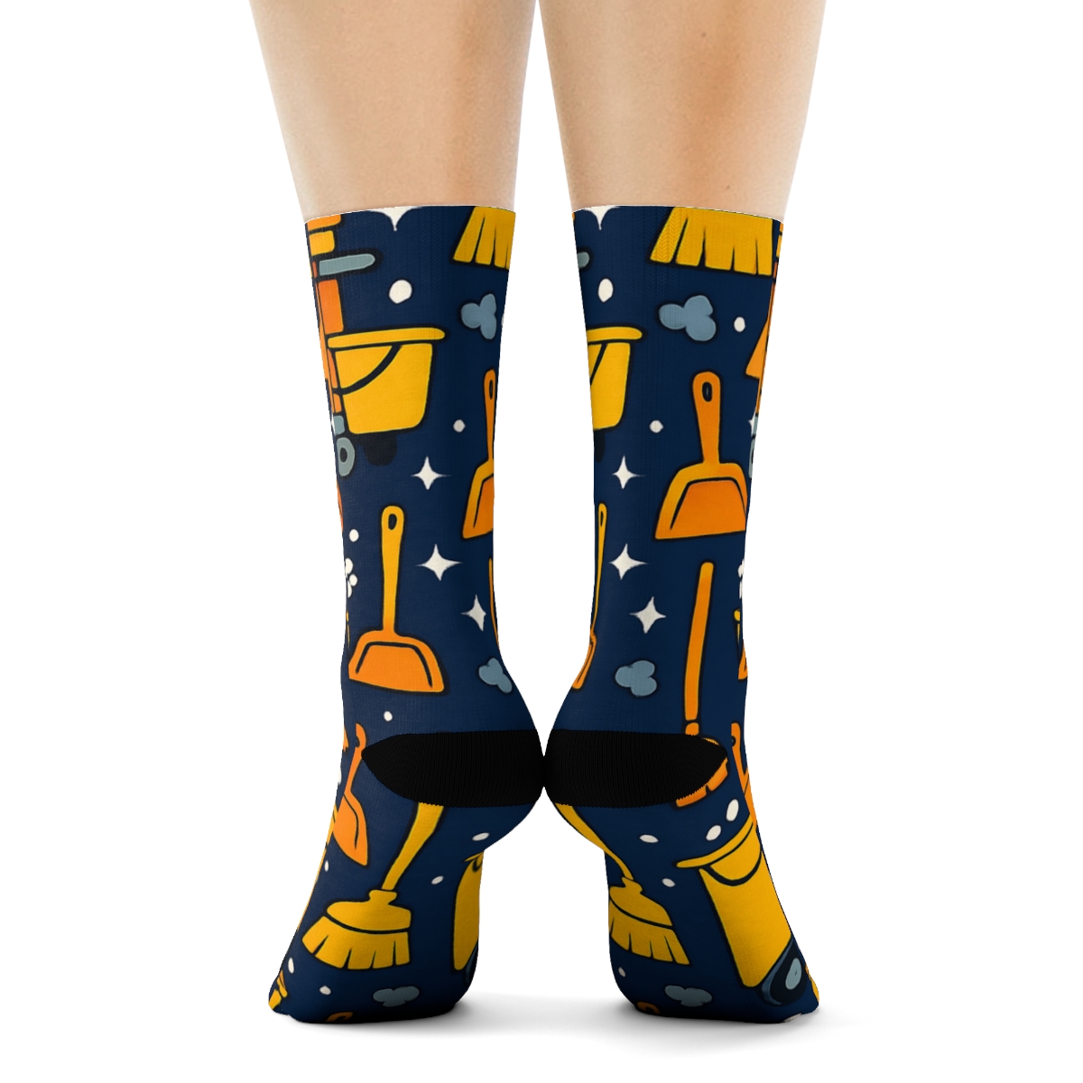 Janitor Cart Constellation Tile Grid designer printed crew socks