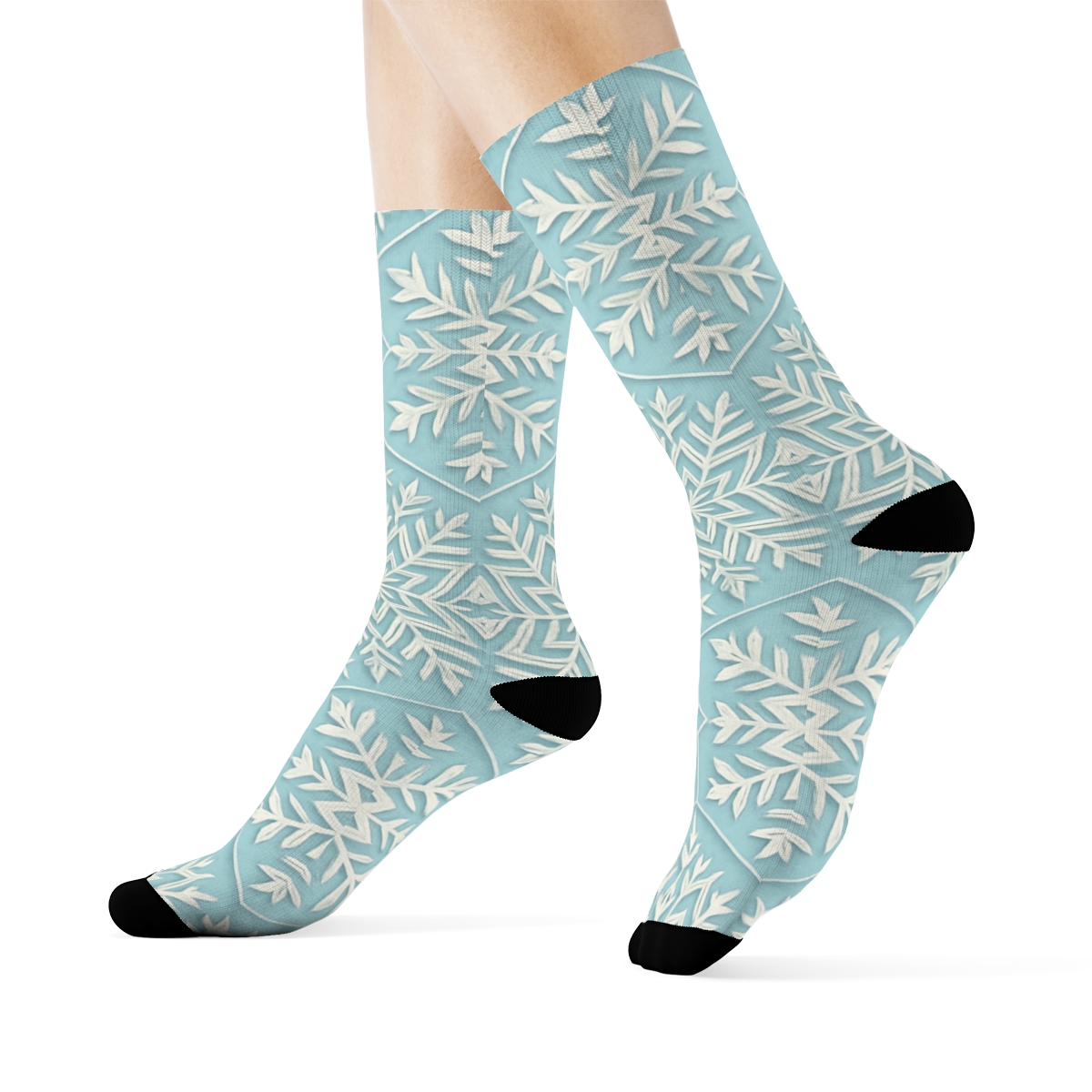 Snowflake Hexagonal Repeat Holiday custom crew socks
