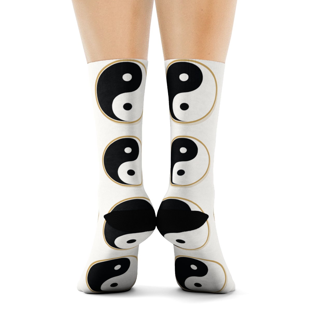 Taijitu Grid On White Field personalized crew socks