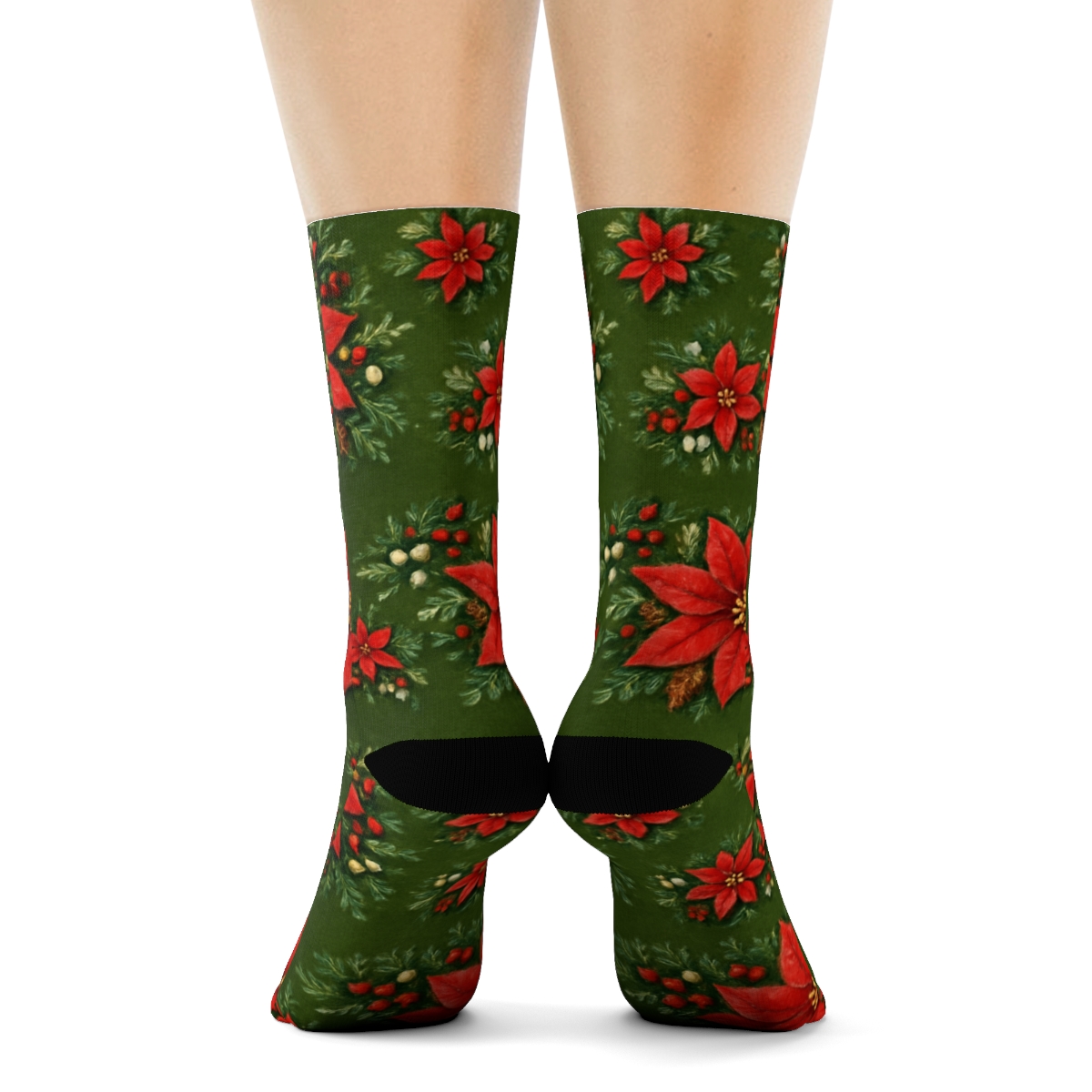 Evergreen Wreath Bands On Moss Ground custom crew socks