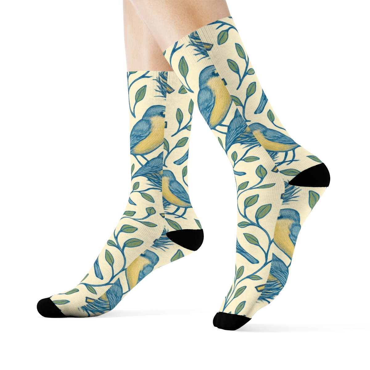 Birdhouses With Nest Lattice Pattern soft everyday crew socksBirdhouses with Nest Lattice Pattern Crew Socks - Image 3