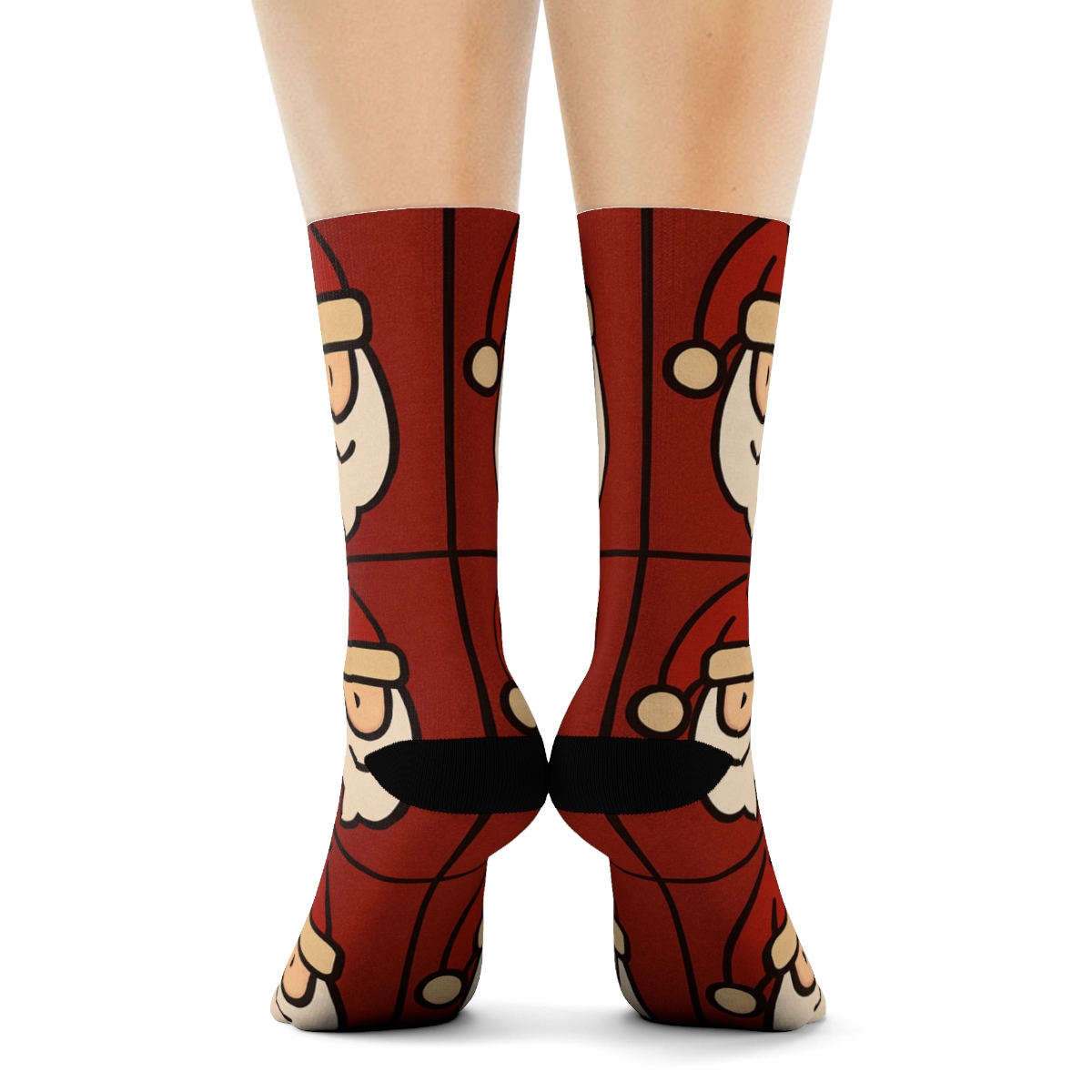 Beard-Bordered Santa-Centric Grid premium sports crew socks