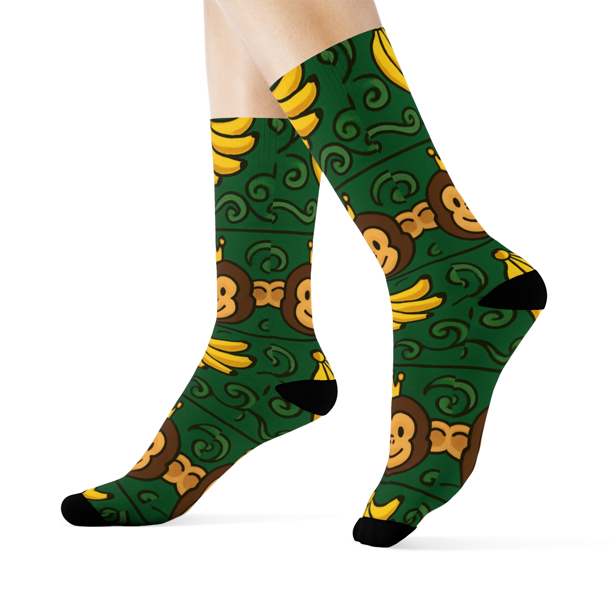 Monkey Crown Jungle Bands soft everyday crew socks