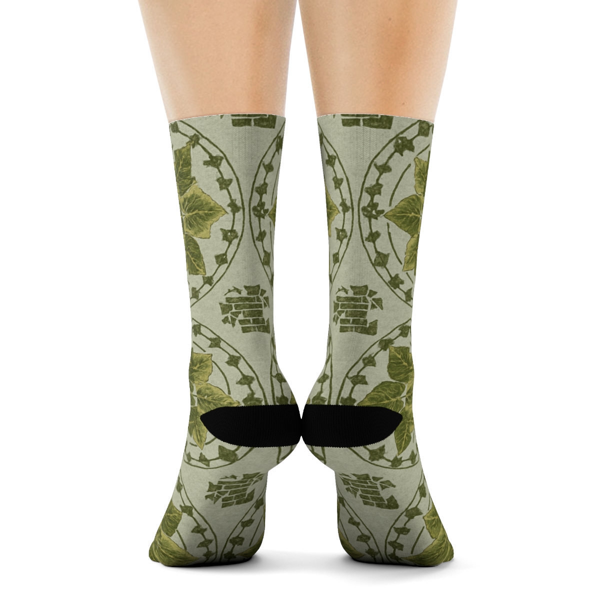 Ivy Medallion Tile On Stone Gray Ground soft everyday crew socks