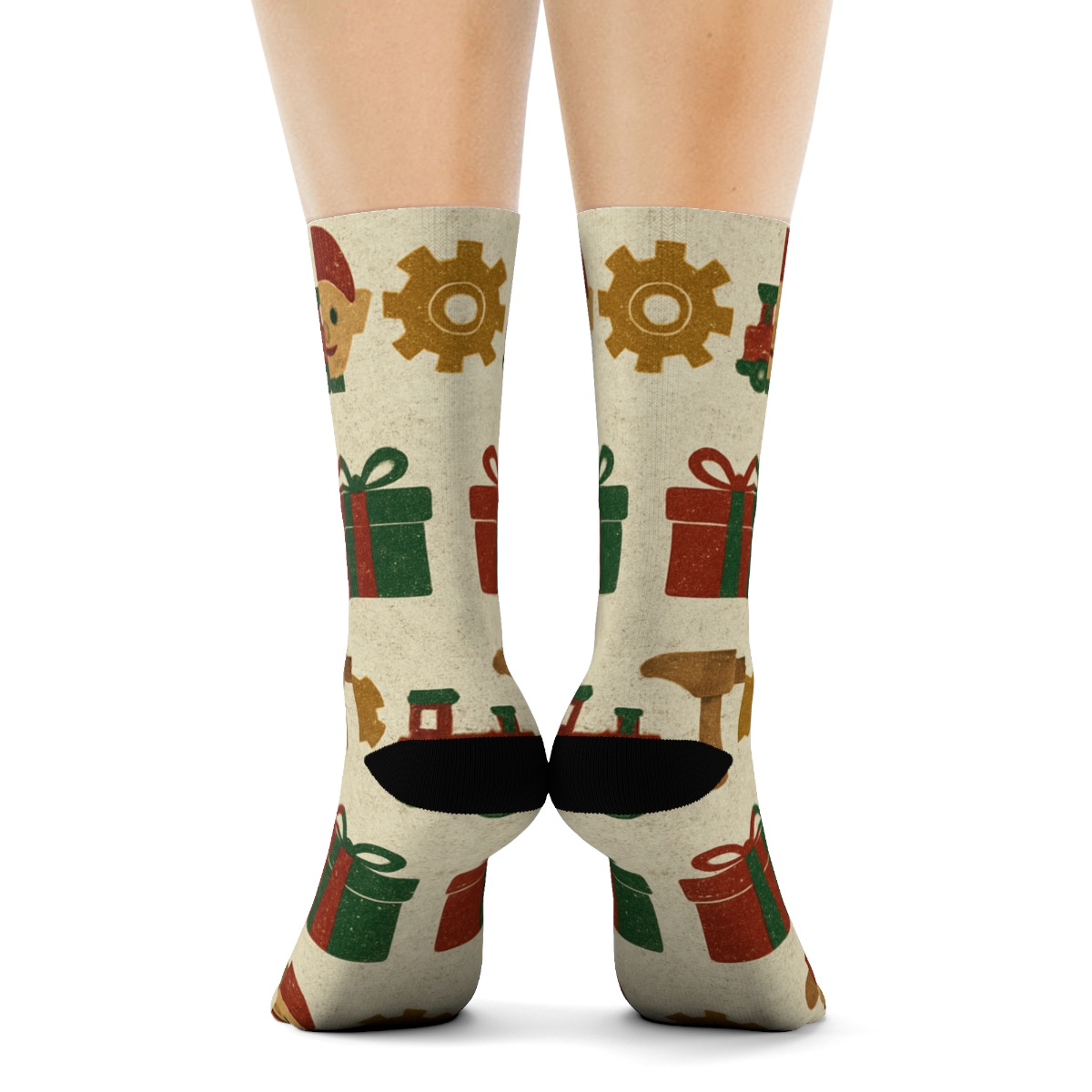 Elf Workshop Grid Bands trendy patterned crew socks